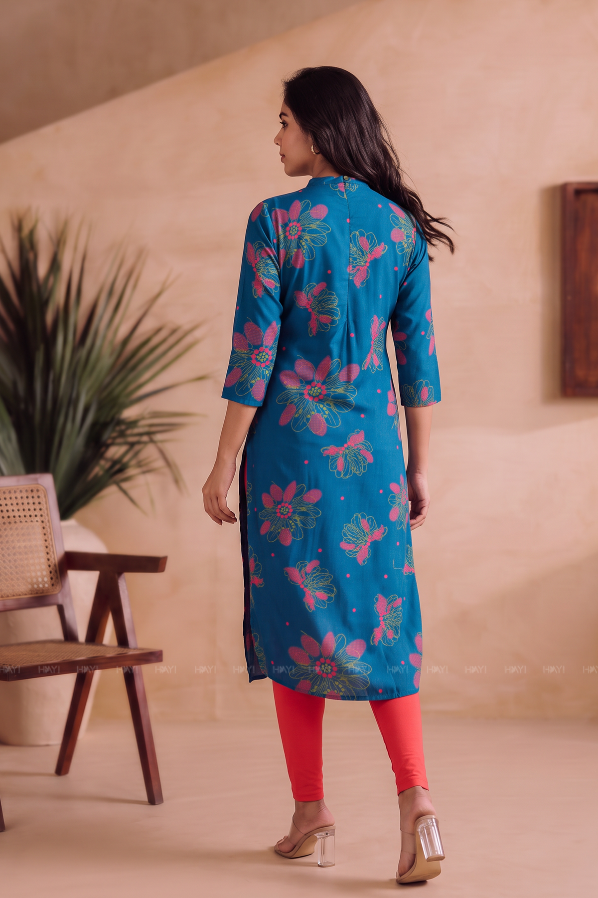 Dahlia Dream Teal Viscose Printed Kurta