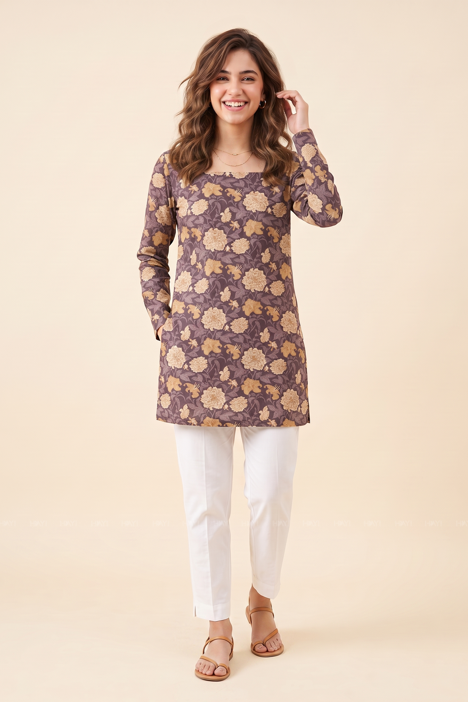 Amber Petal Printed Short Kurta