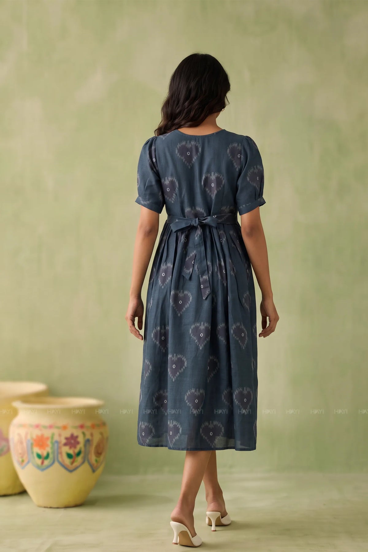Folk Hearts Teal Printed Maternity Maxi Dress