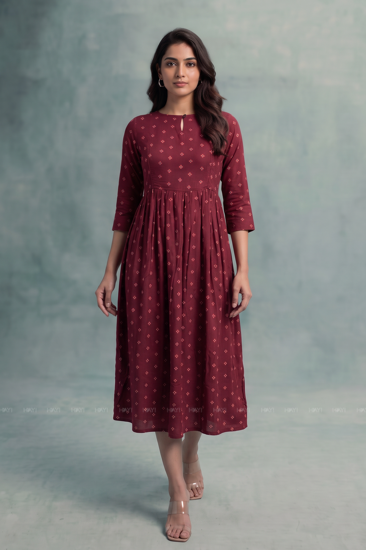 Berry Belle Maroon Printed Maternity Maxi Dress