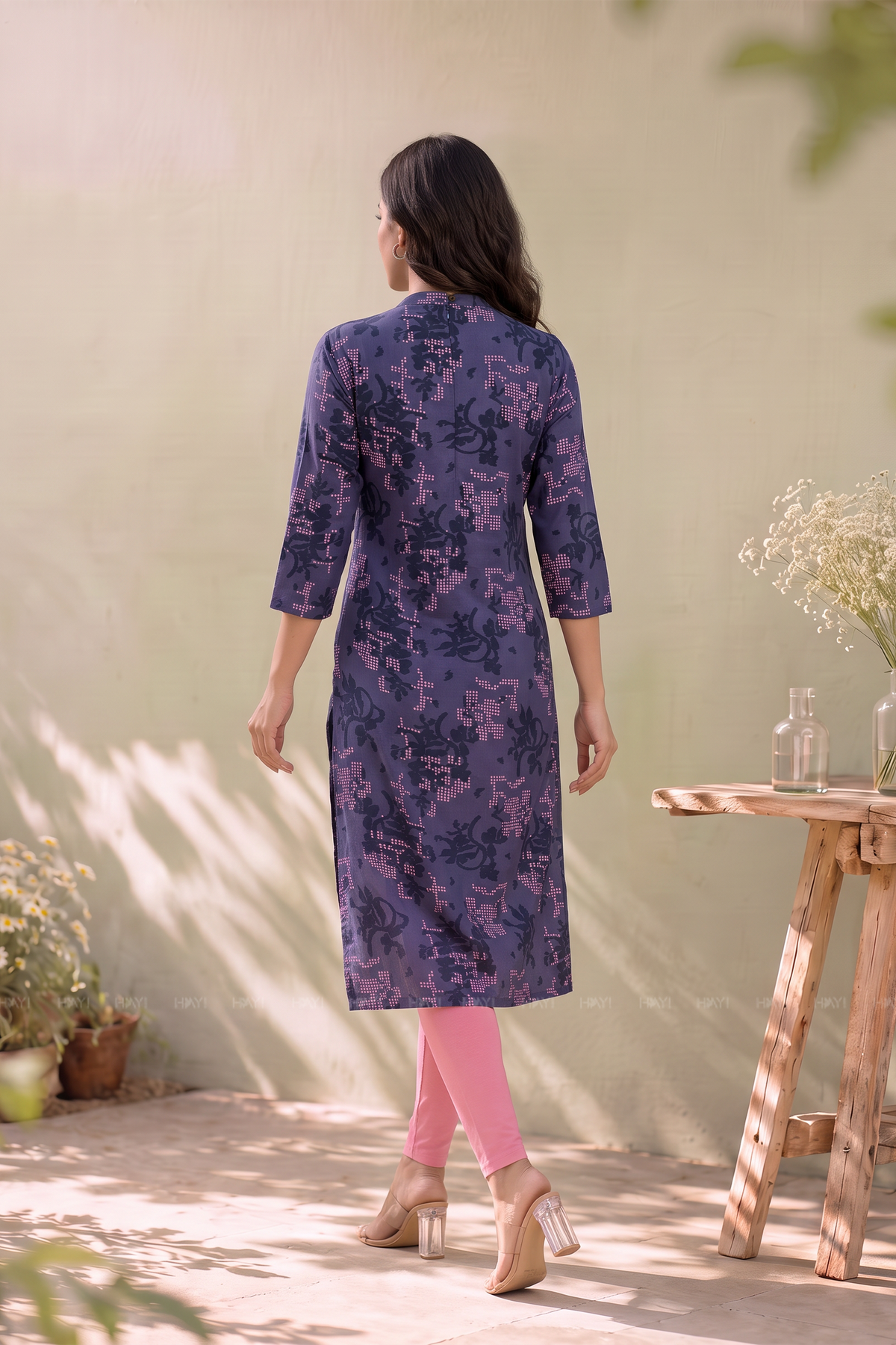 Blue Whisper Floral Kurti Viscose Kurta