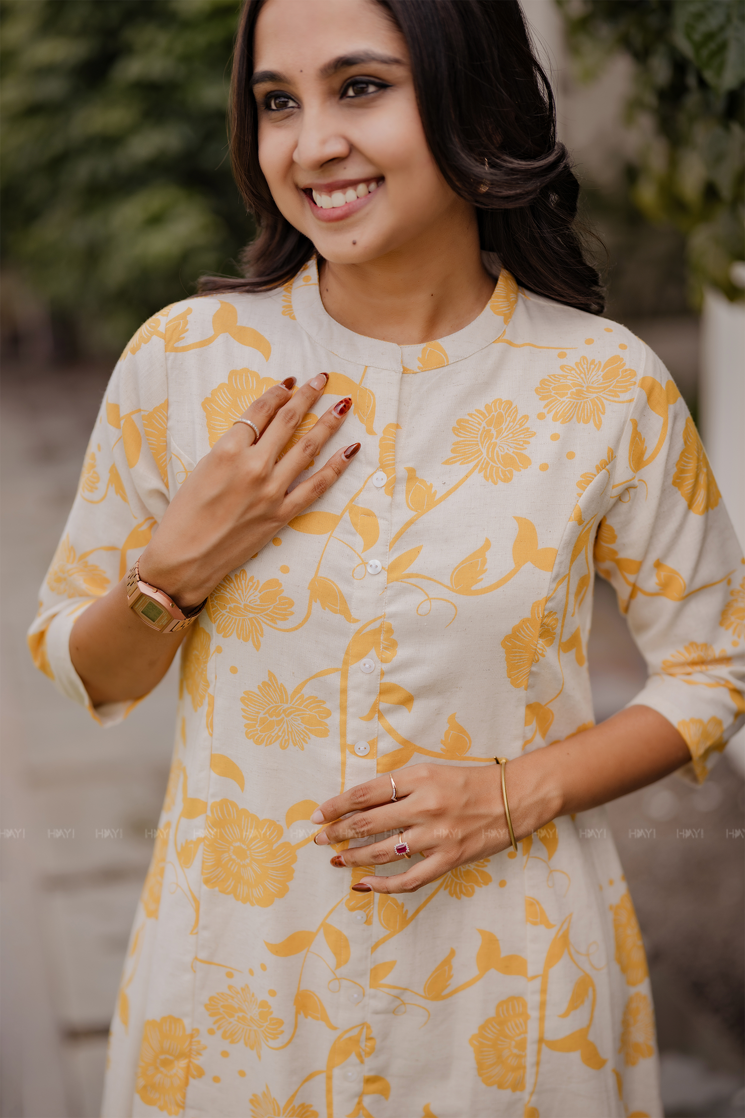 Sunvine Bloom Off White Viscose Printed A-Line Outfit