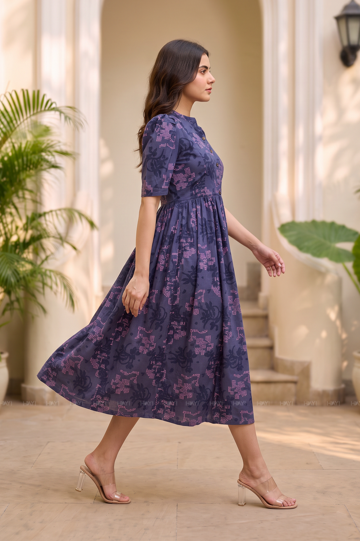 Blue Symphony Printed Maternity and Feeding Maxi Dress