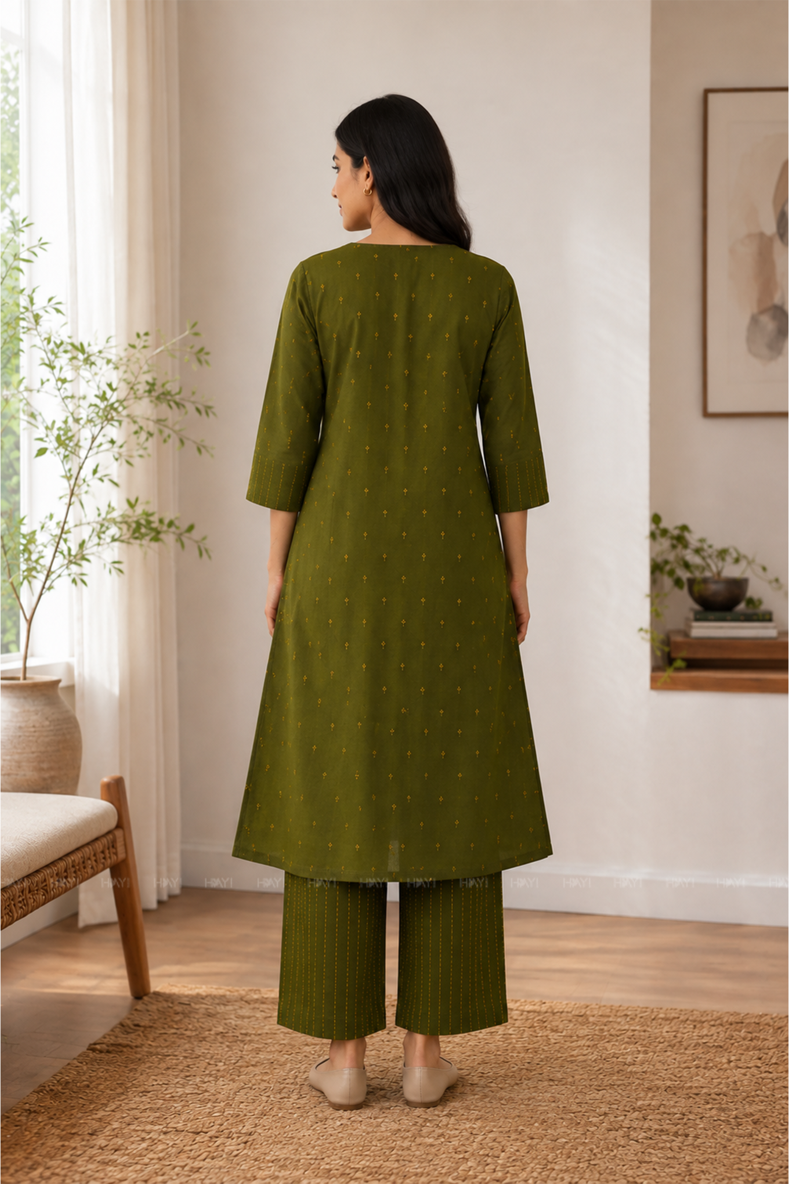 Verdant Glow Olive Printed Co-ord set