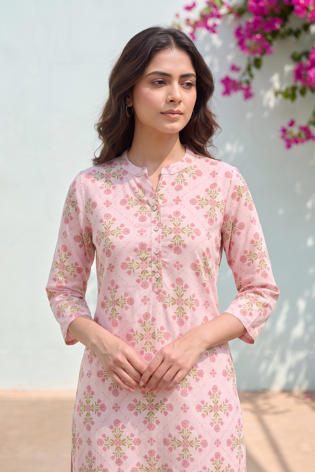 Sakura Grace Pink Viscose Printed Kurta