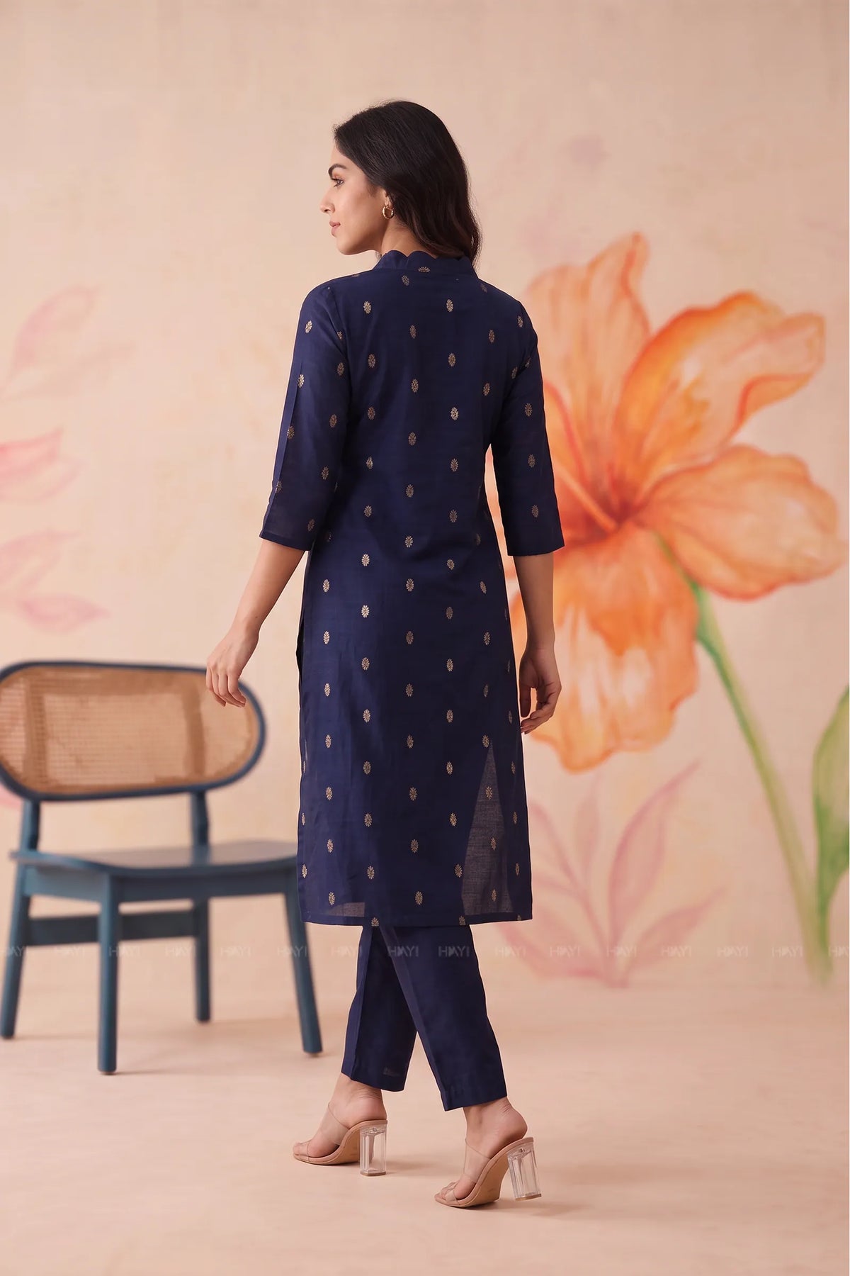 Moonlit Mosaic Navy Silk Blend 3-Piece Kurta Set