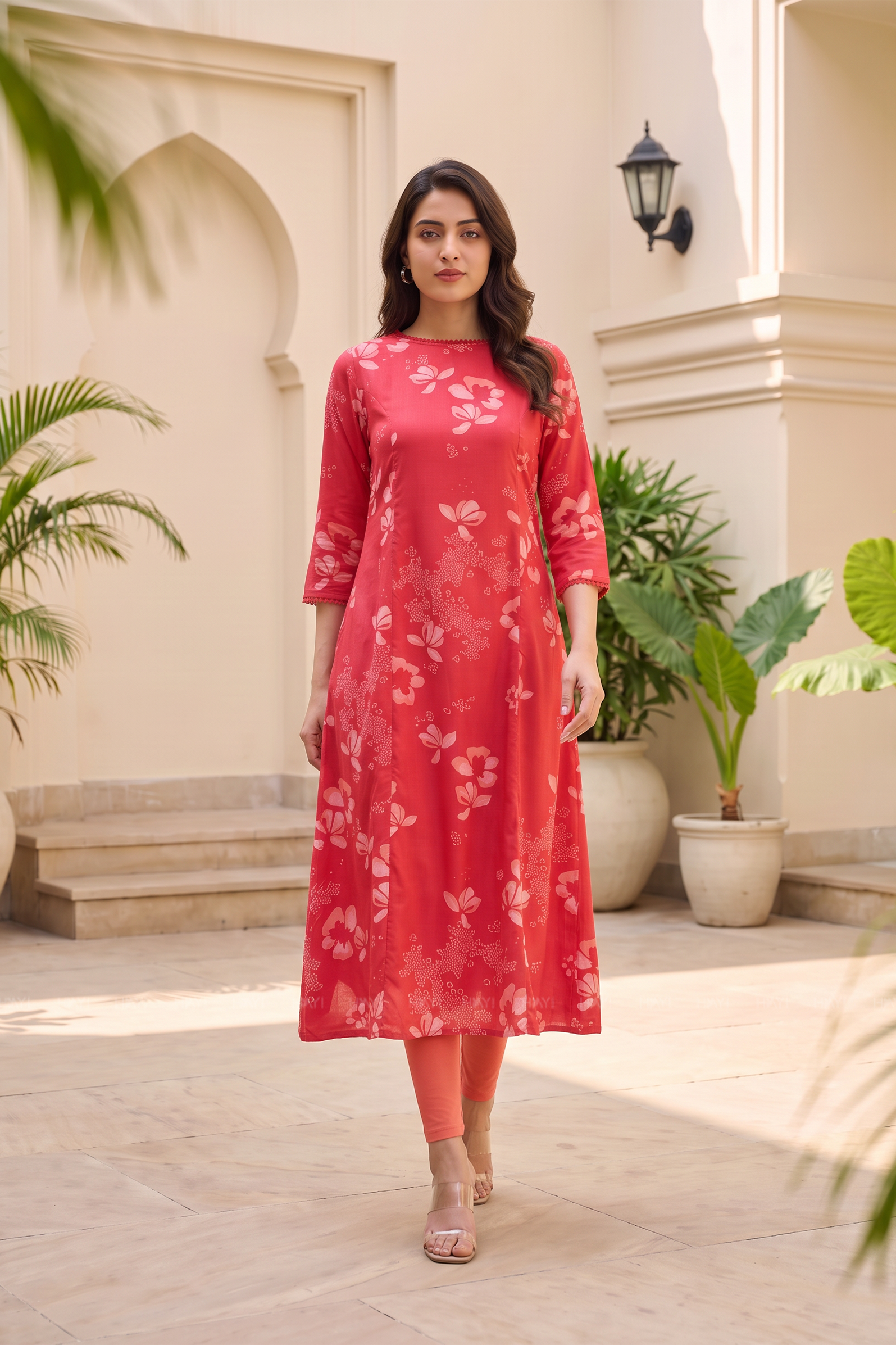 Pink Reverie Floral Printed A-Line Outfit