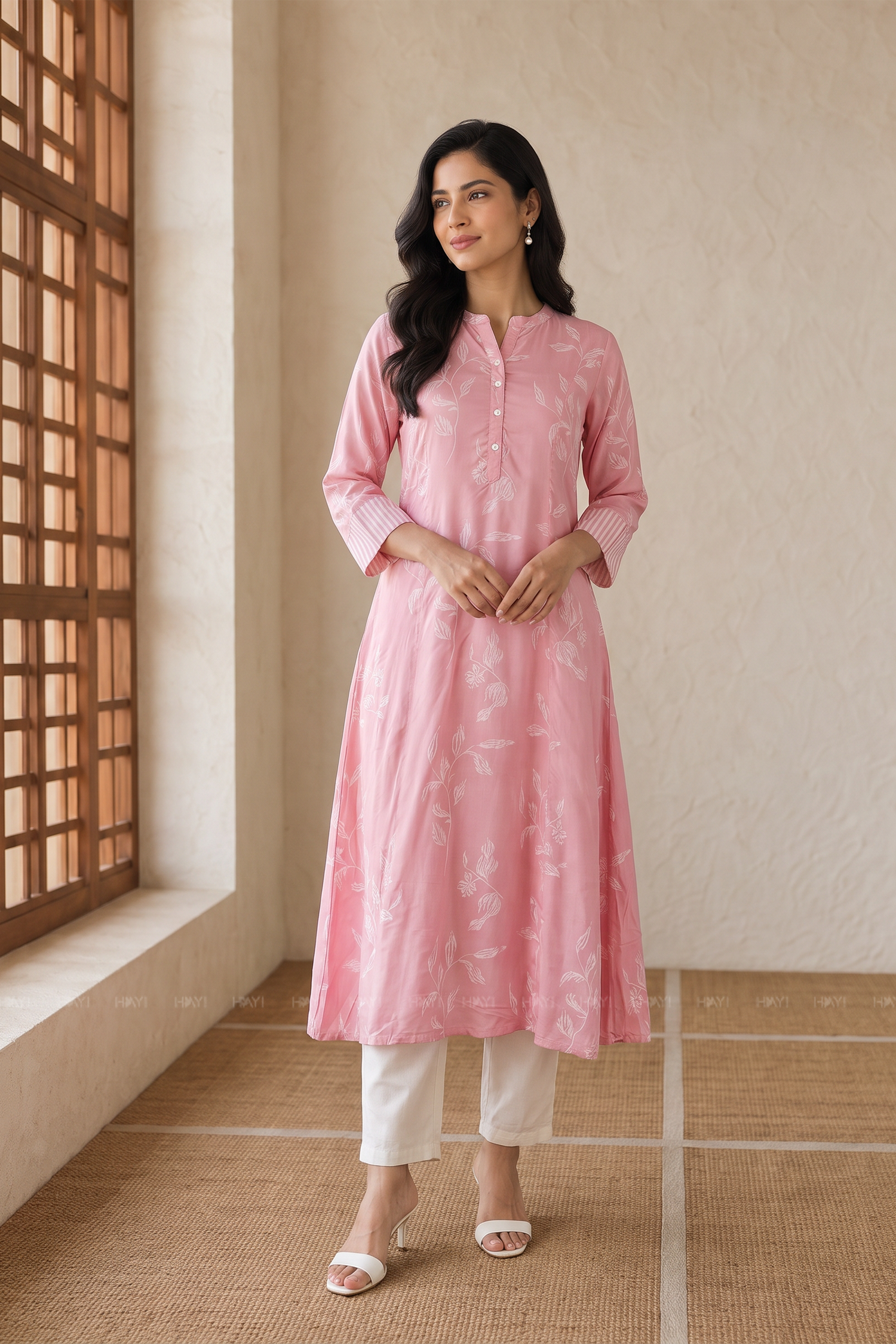 Blush Botanica Pink Printed A-Line Kurta