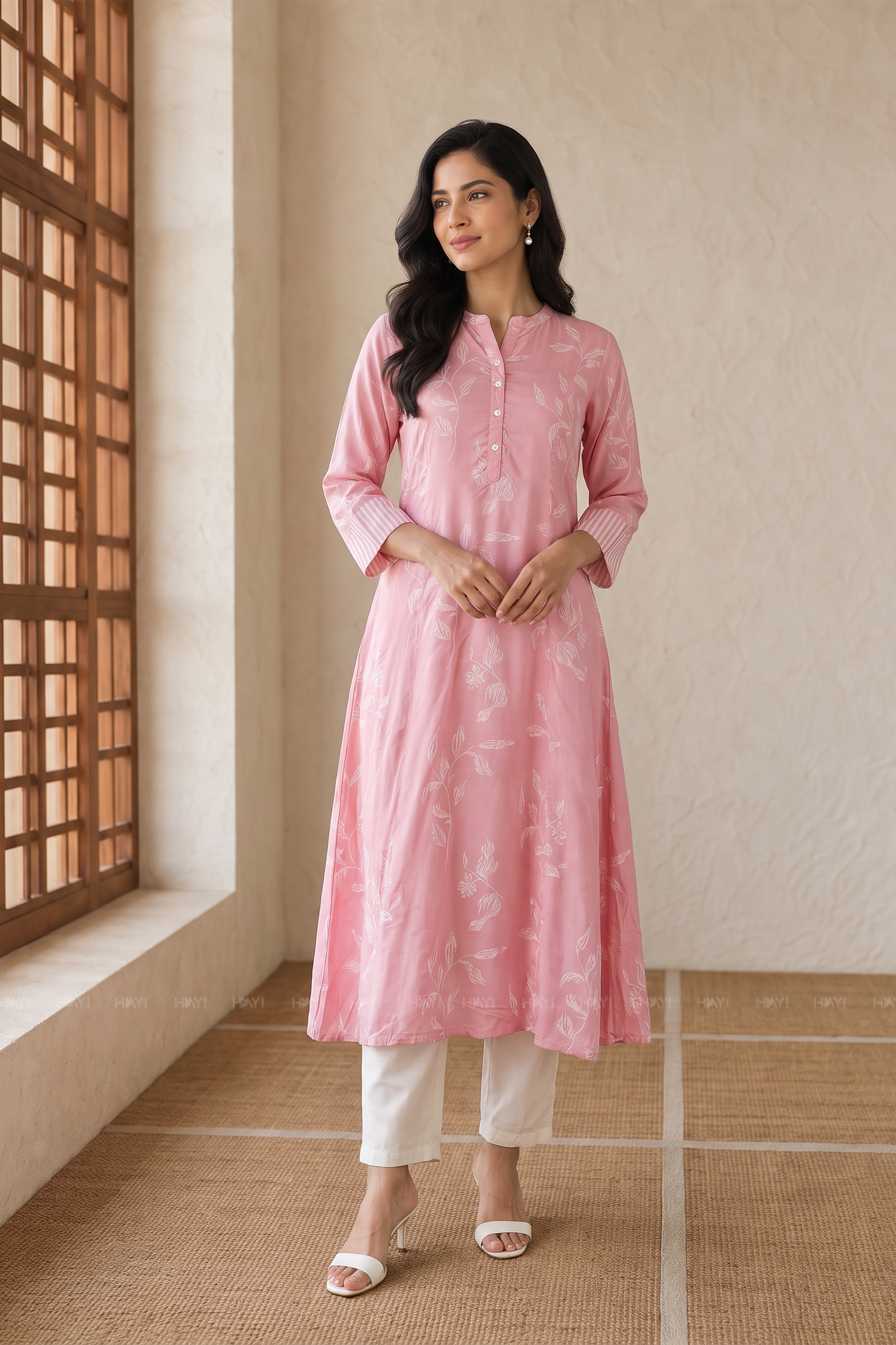 Blush Botanica Pink Printed A-Line Kurta
