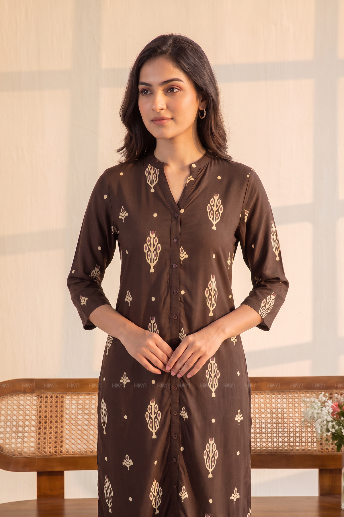 Woodland Muse Brown Viscose Printed Kurta