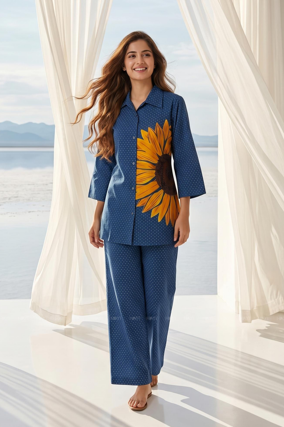 Sunflower Haze Navy Cotton Co-ords Set