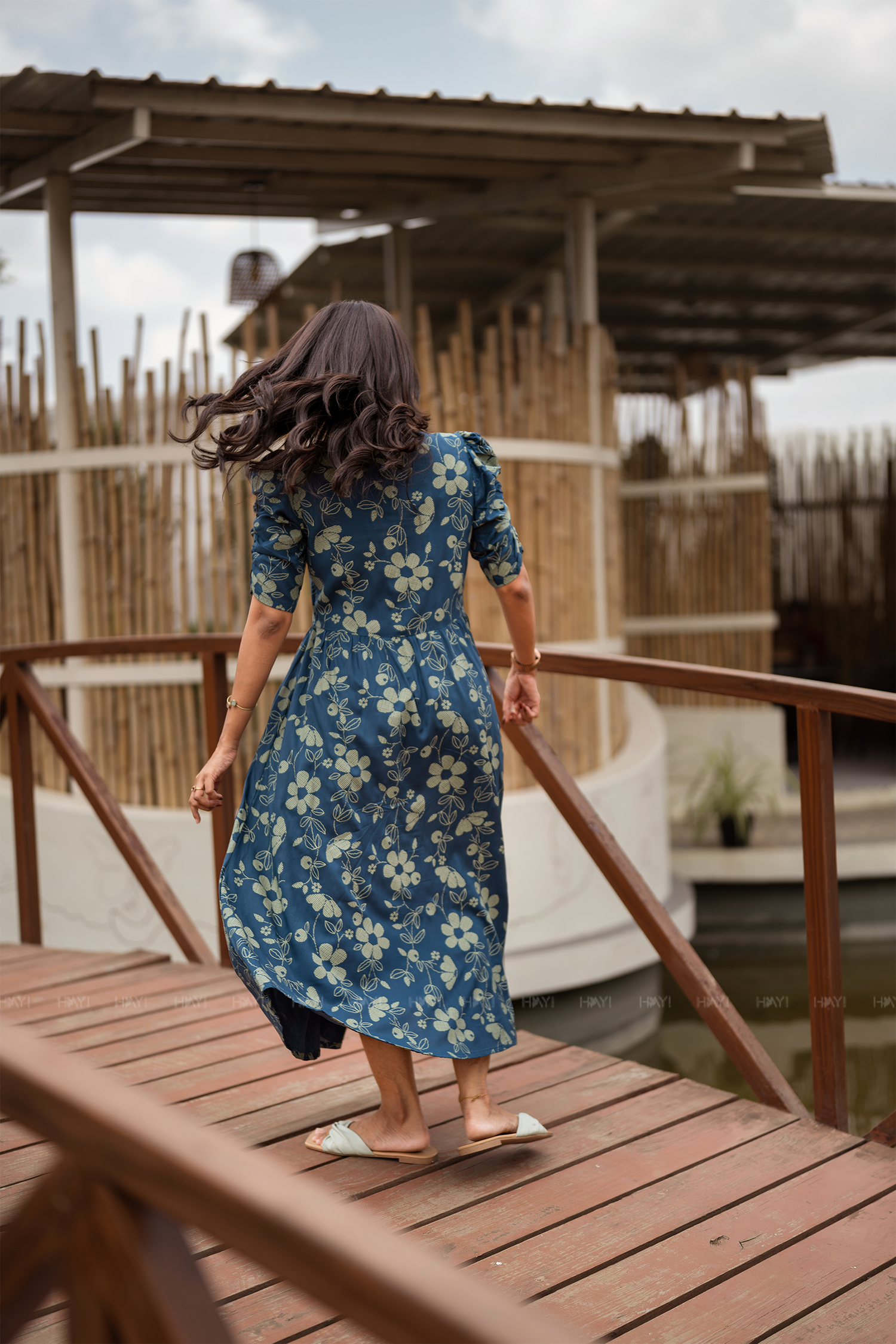 Sage Meadow Floral Printed Umbrella Outfit
