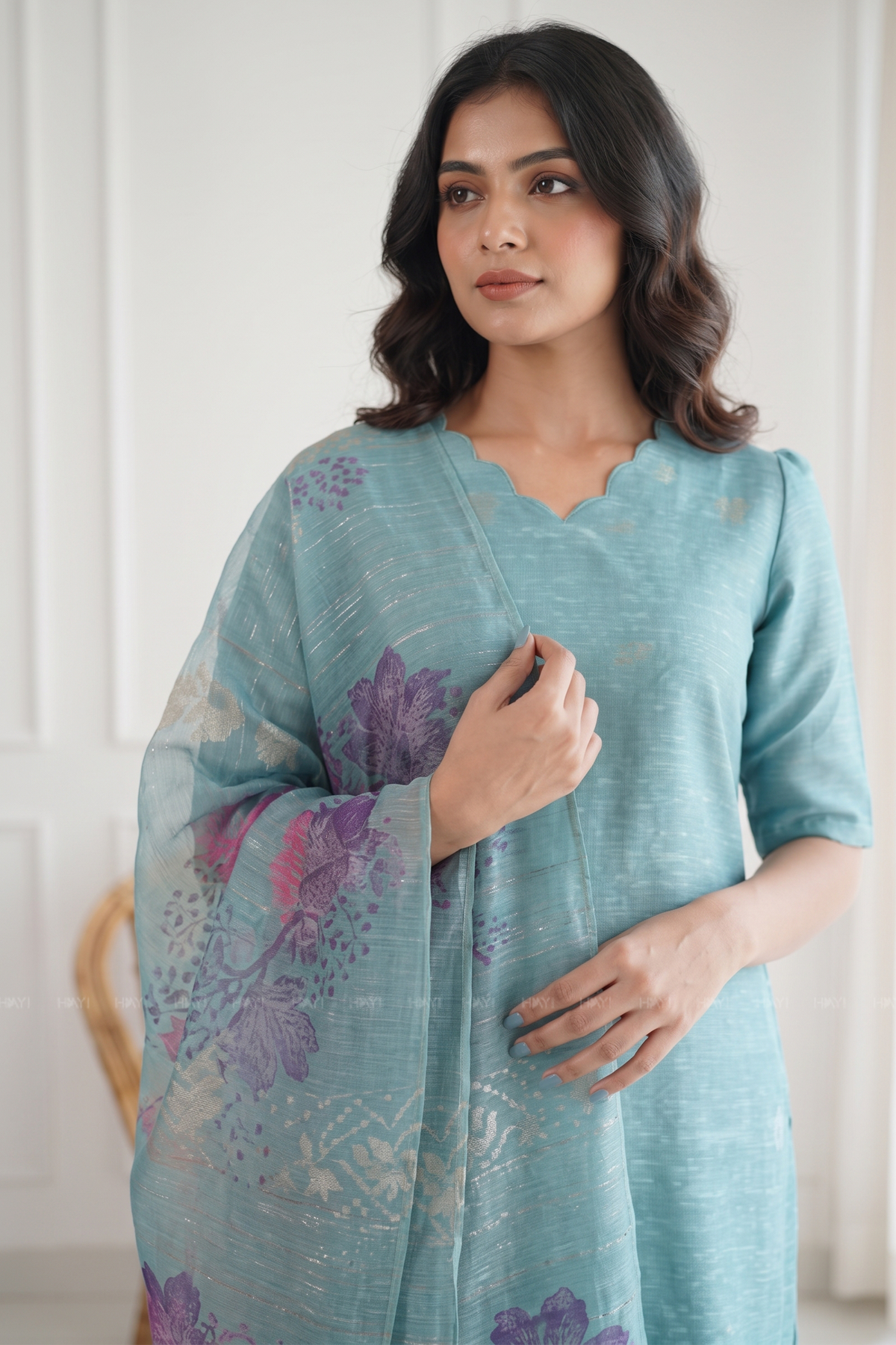 Neerika Printed 3 Piece Organza Slub Kurta Set with Dupatta