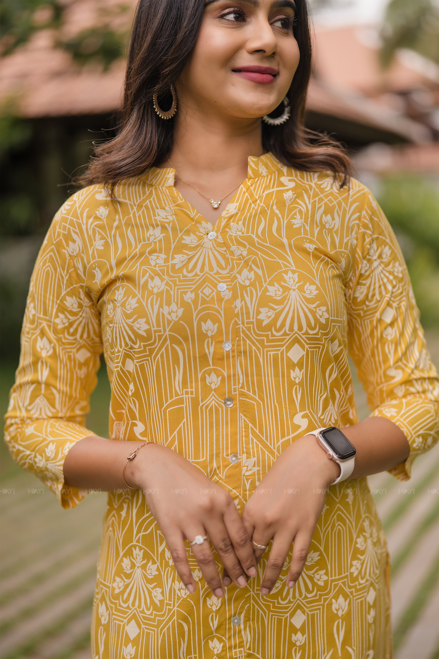 Sunelle Fleur Yellow Printed Regular Fit Basic Kurta