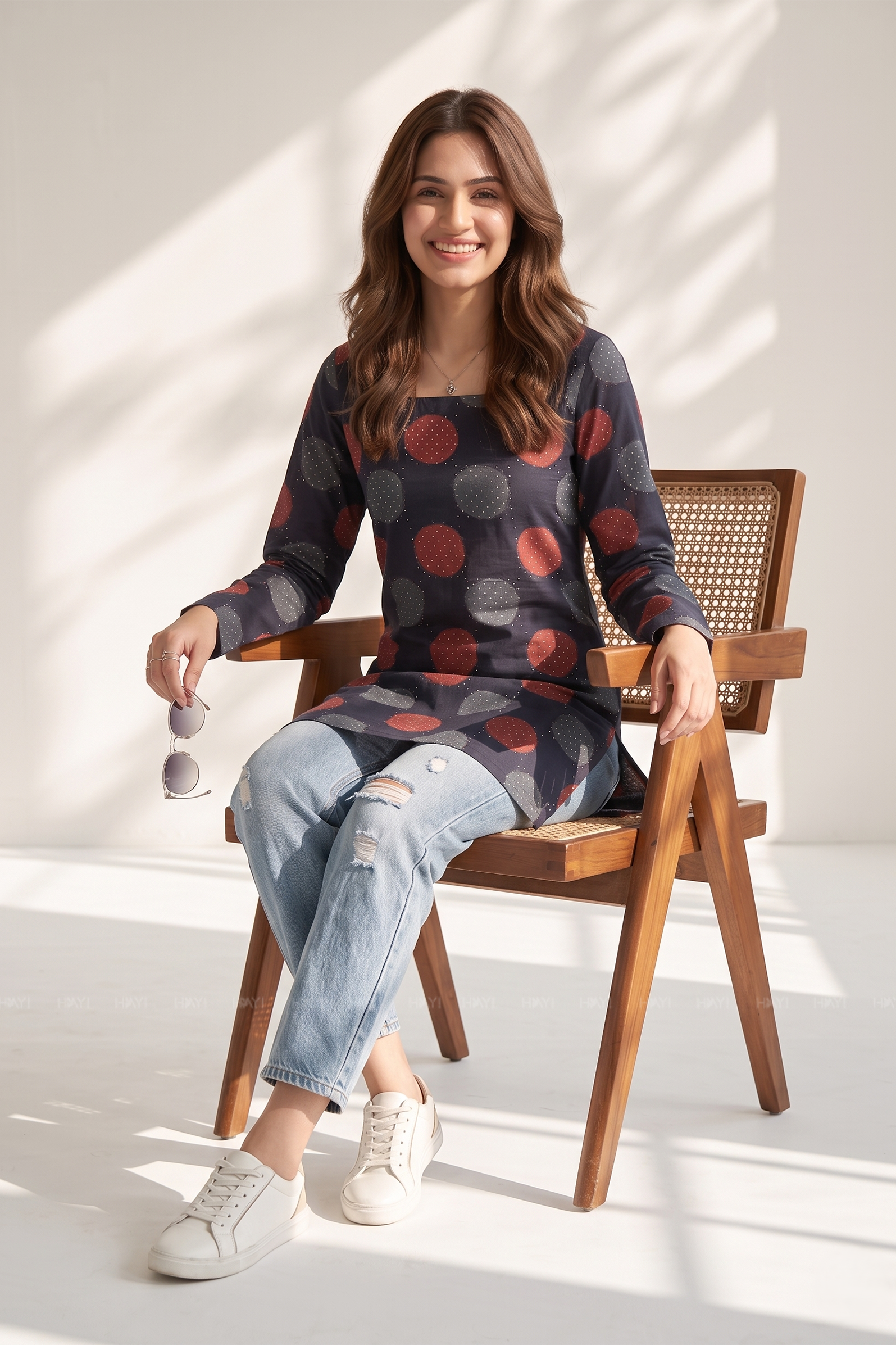 Pixel Bloom Black Printed Short Kurta