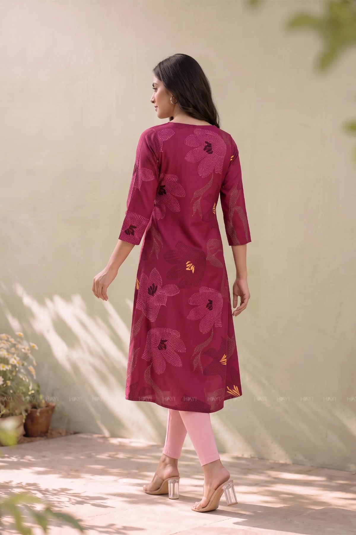 Crimson Lily Red Floral Printed A-Line Kurta