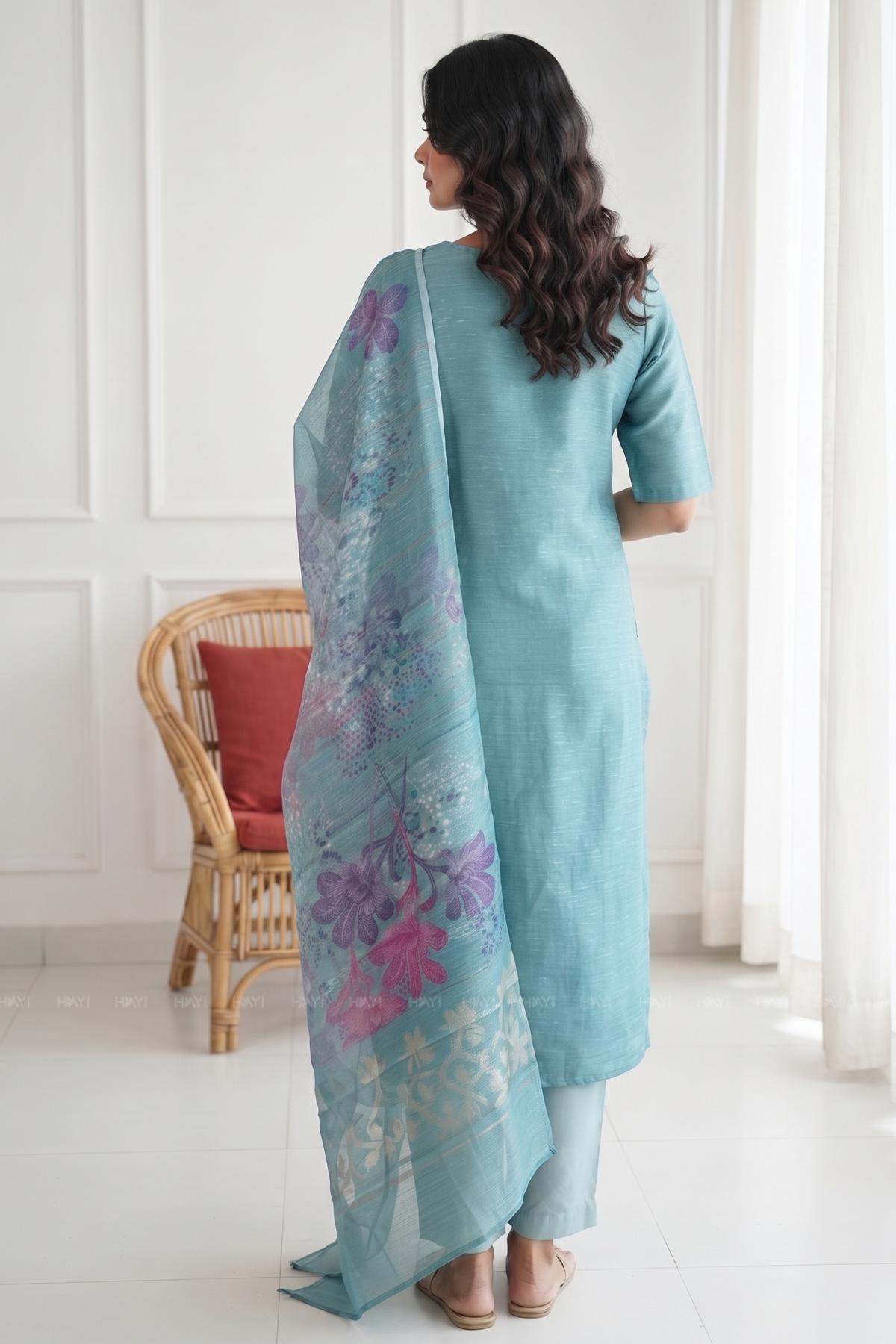 Neerika Printed 3 Piece Organza Slub Kurta Set with Dupatta