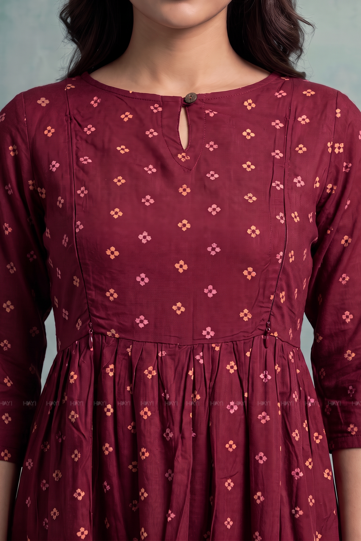 Berry Belle Maroon Printed Maternity Maxi Dress