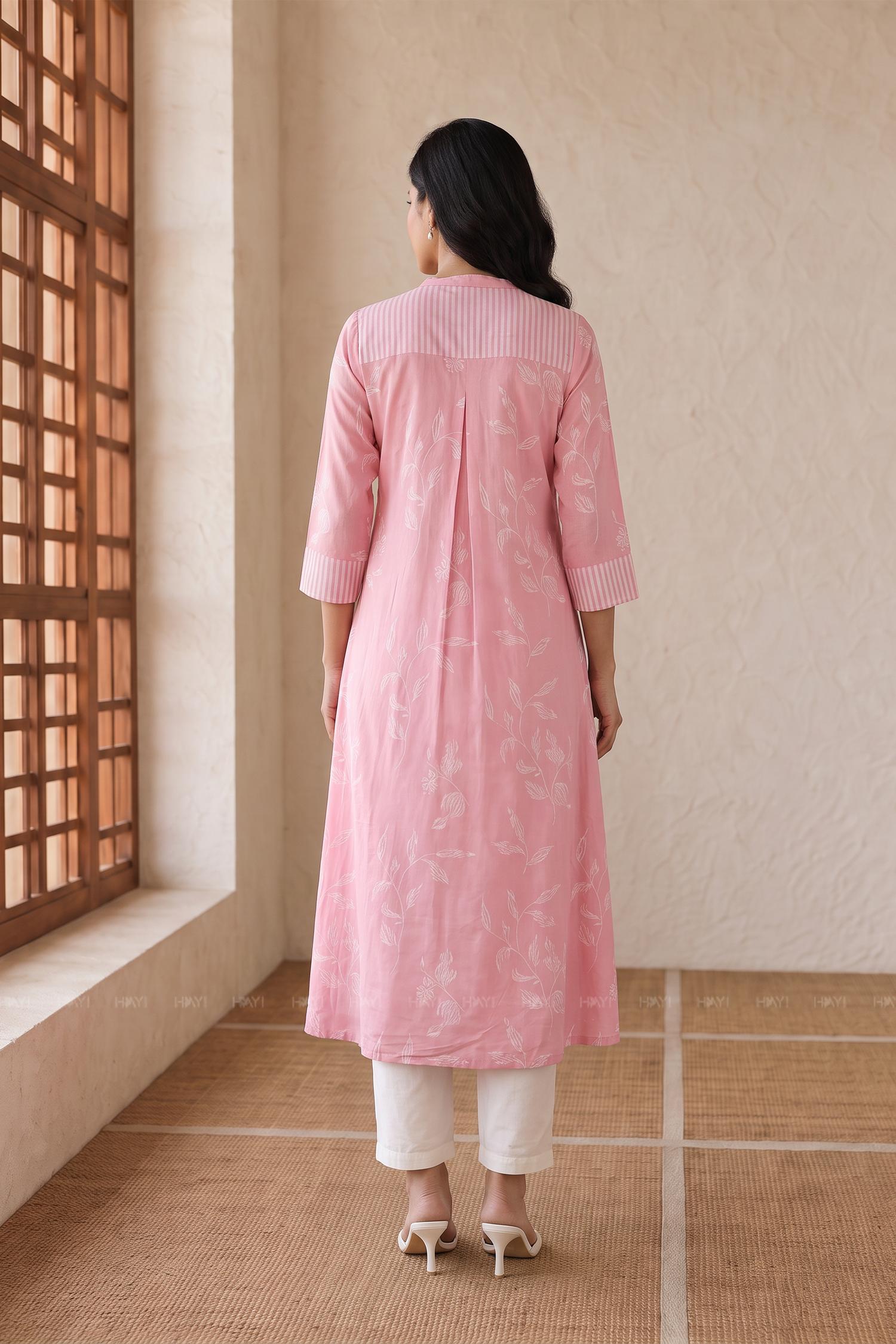 Blush Botanica Pink Printed A-Line Kurta