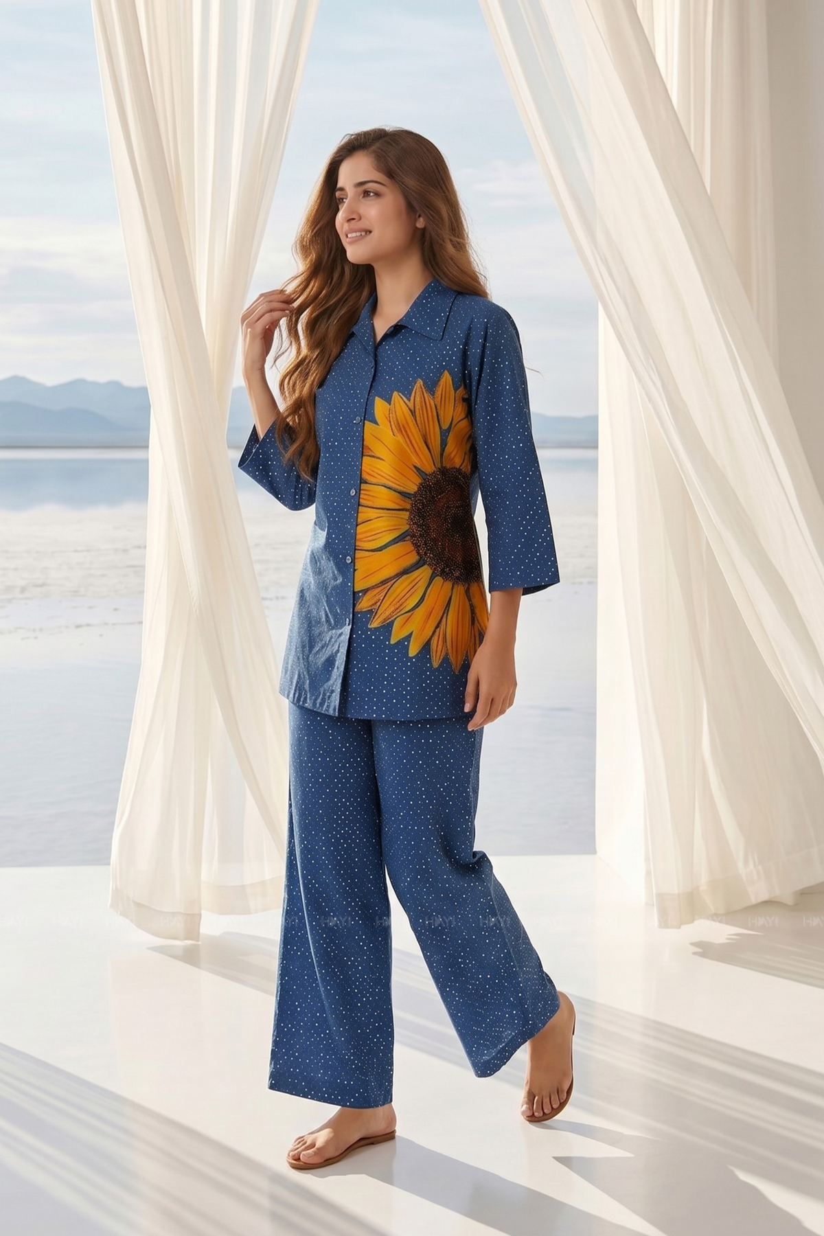Sunflower Haze Navy Cotton Co-ords Set