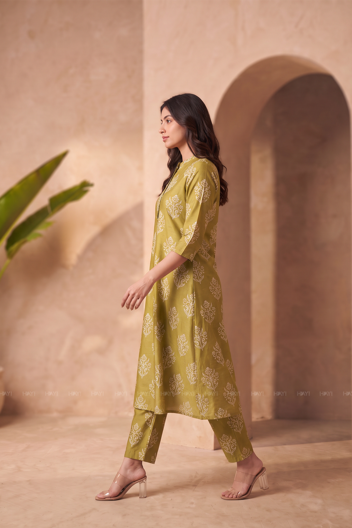 Floral Melodies Green Silk Blend Printed Co-ords Set
