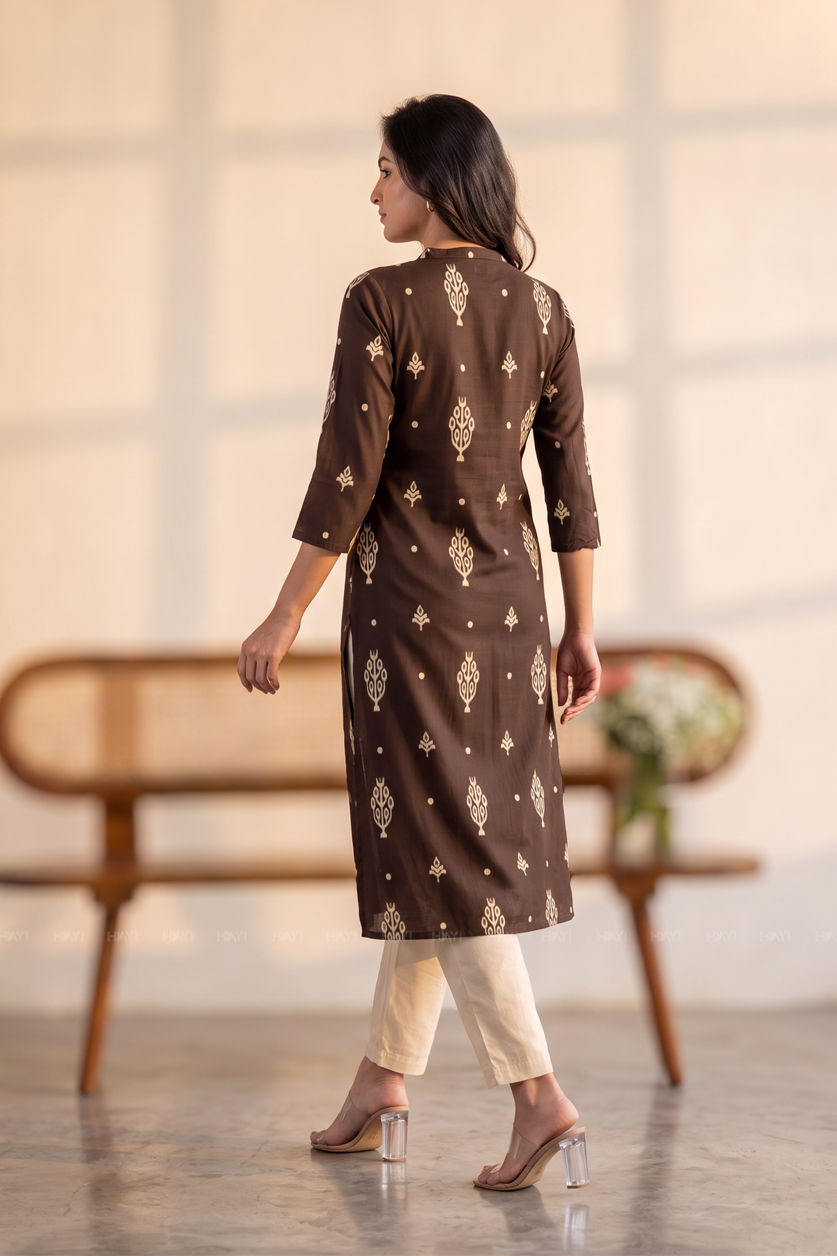 Woodland Muse Brown Viscose Printed Kurta