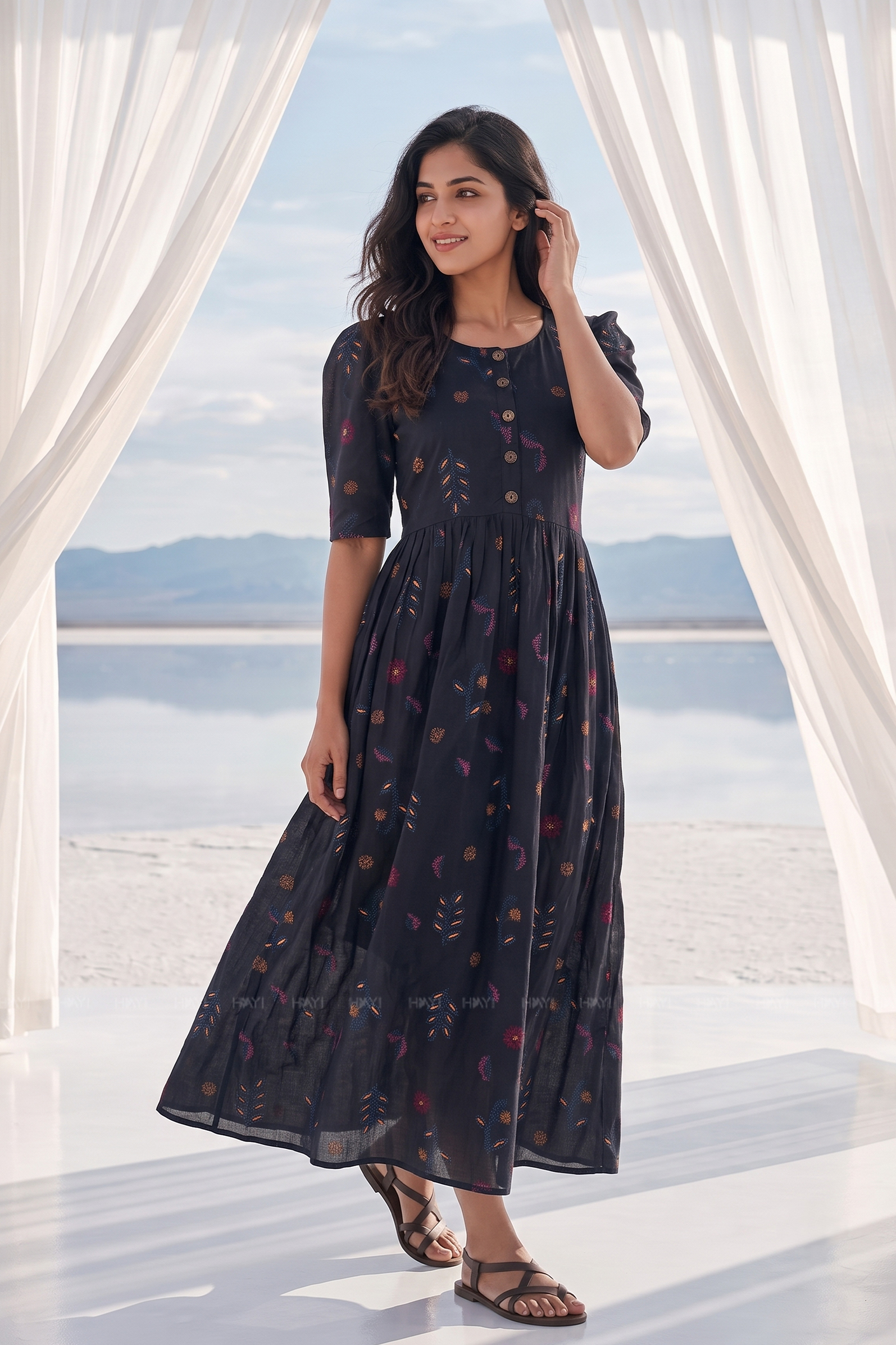 Autumn Muse Floral Charm Maternity and Feeding Maxi Dress