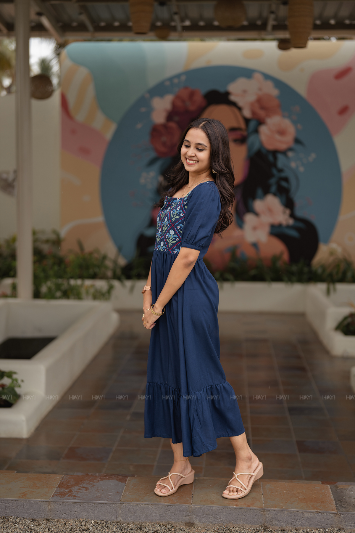 Mystic Indigo Flora Printed Dress