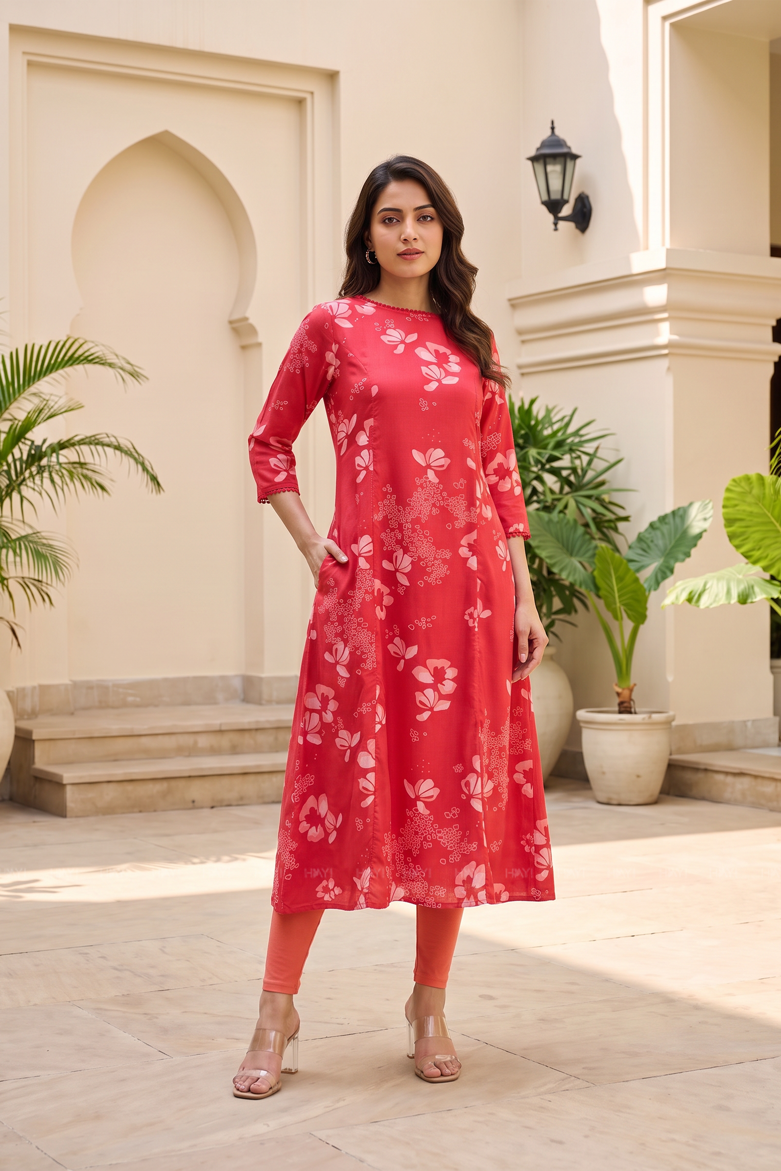 Pink Reverie Floral Printed A-Line Outfit