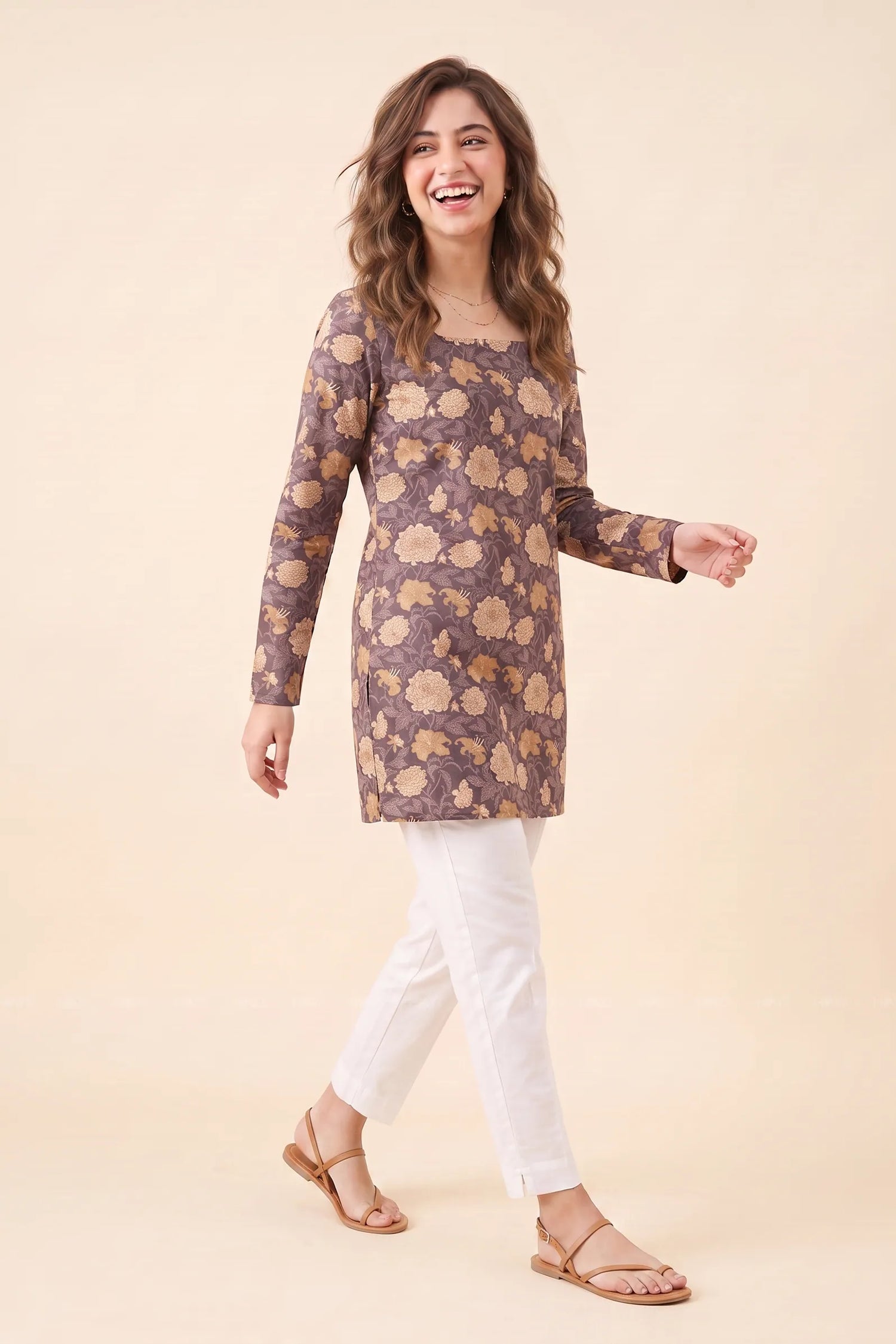 Amber Petal Printed Short Kurta