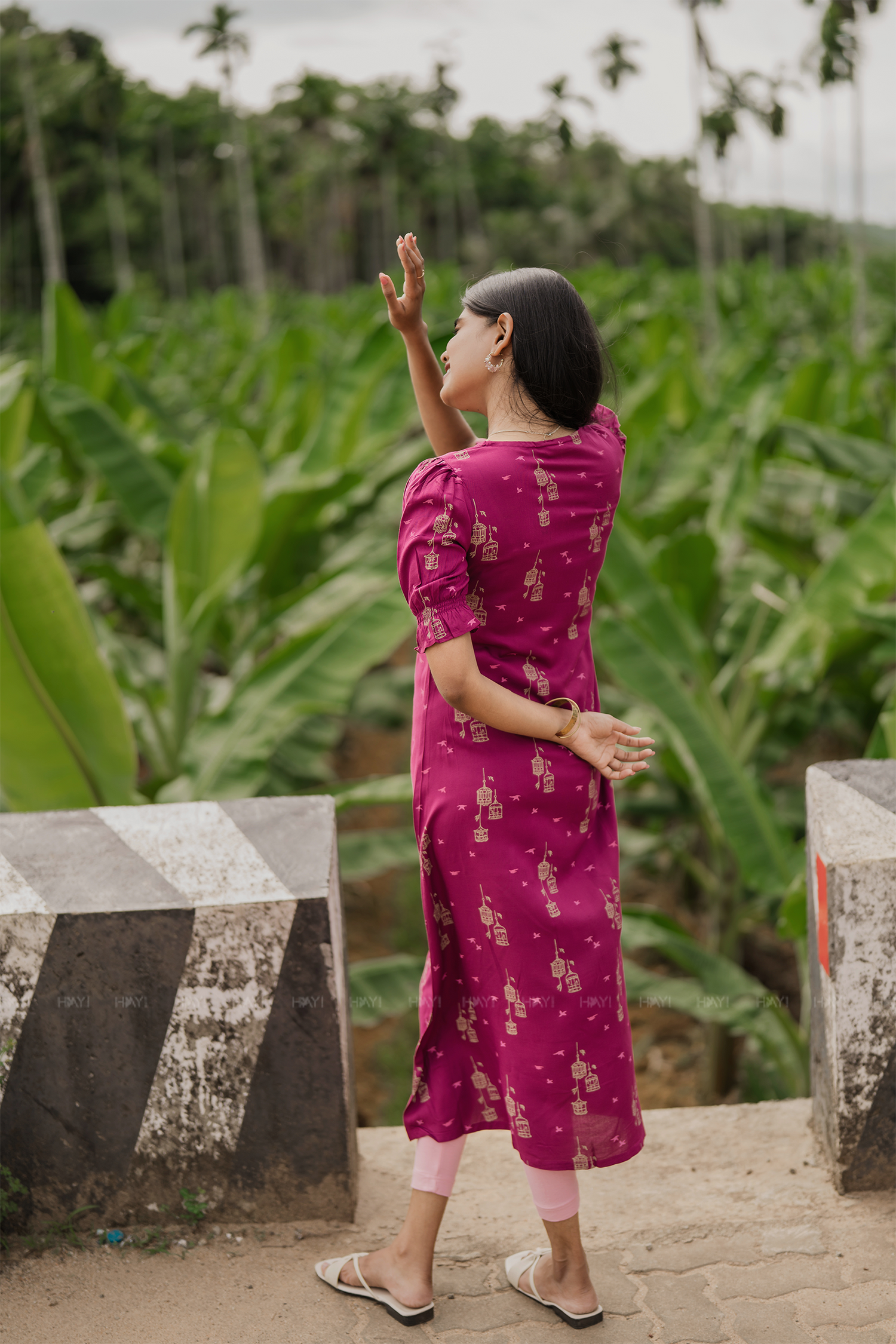 Freewing Tale Magenta Printed Viscose Kurta