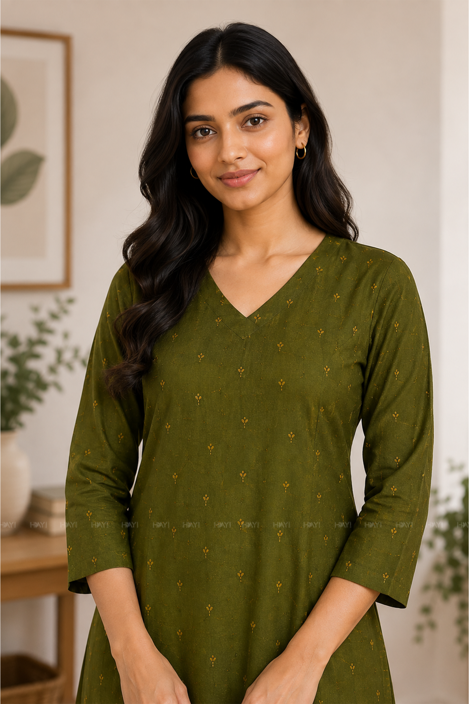 Verdant Glow Olive Printed Co-ord set
