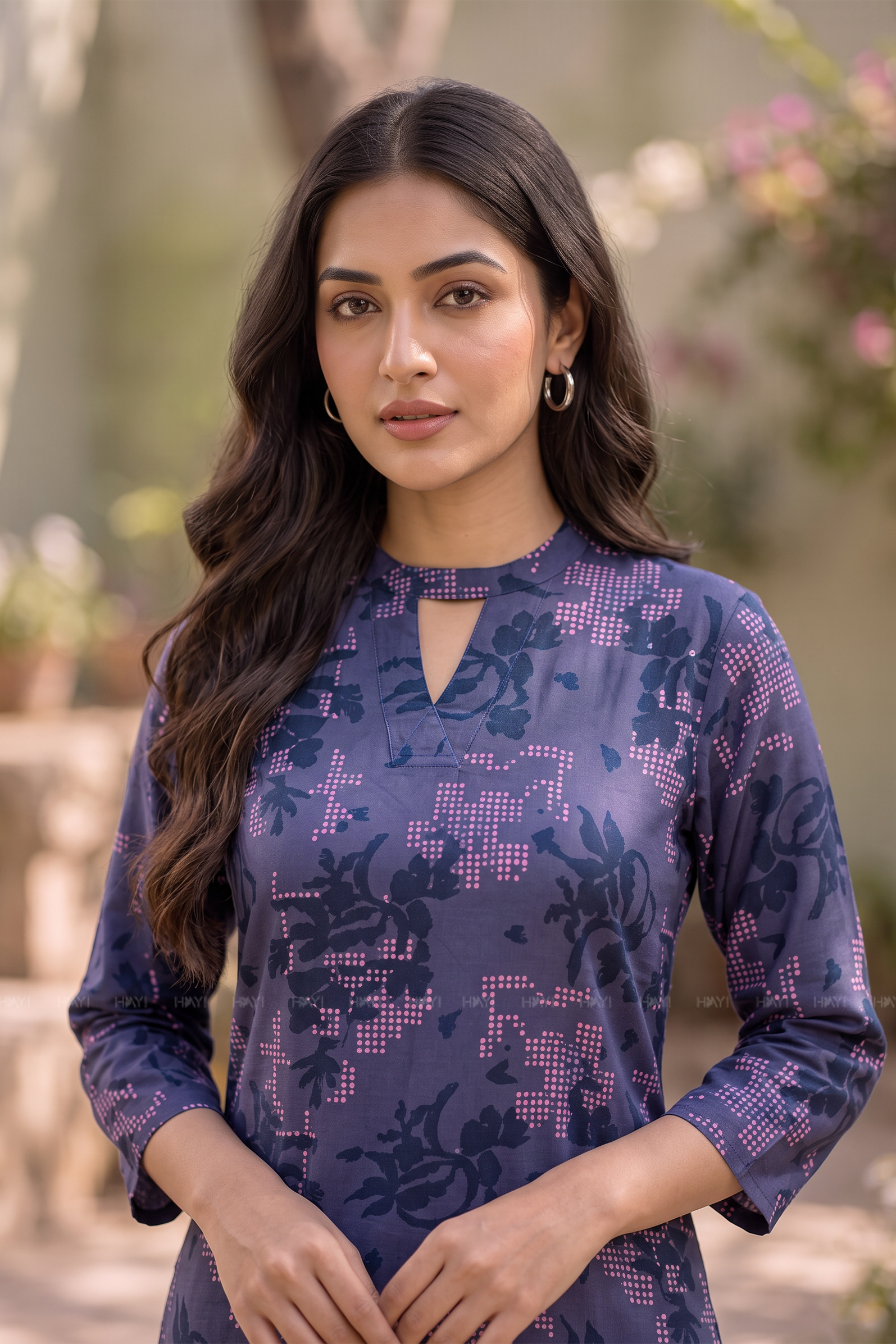 Blue Whisper Floral Kurti Viscose Kurta