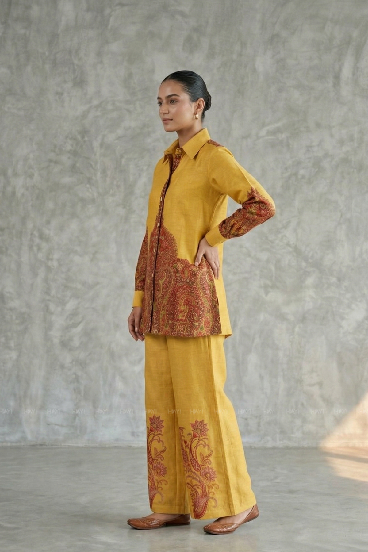 Amber Heritage Yellow Printed Cotton Co-ords Set