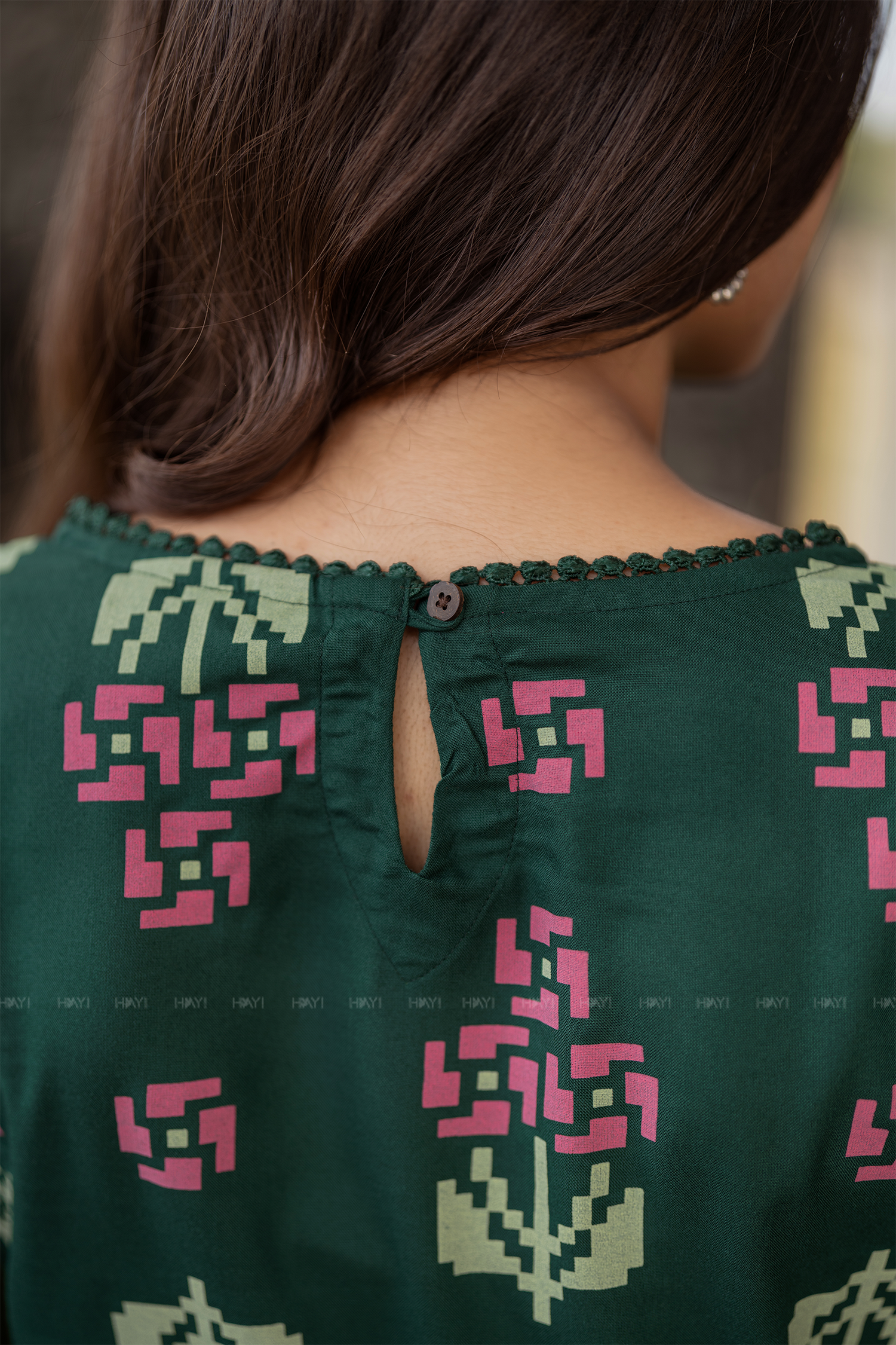 Jade Garden Dark Green Printed Viscose Kurta
