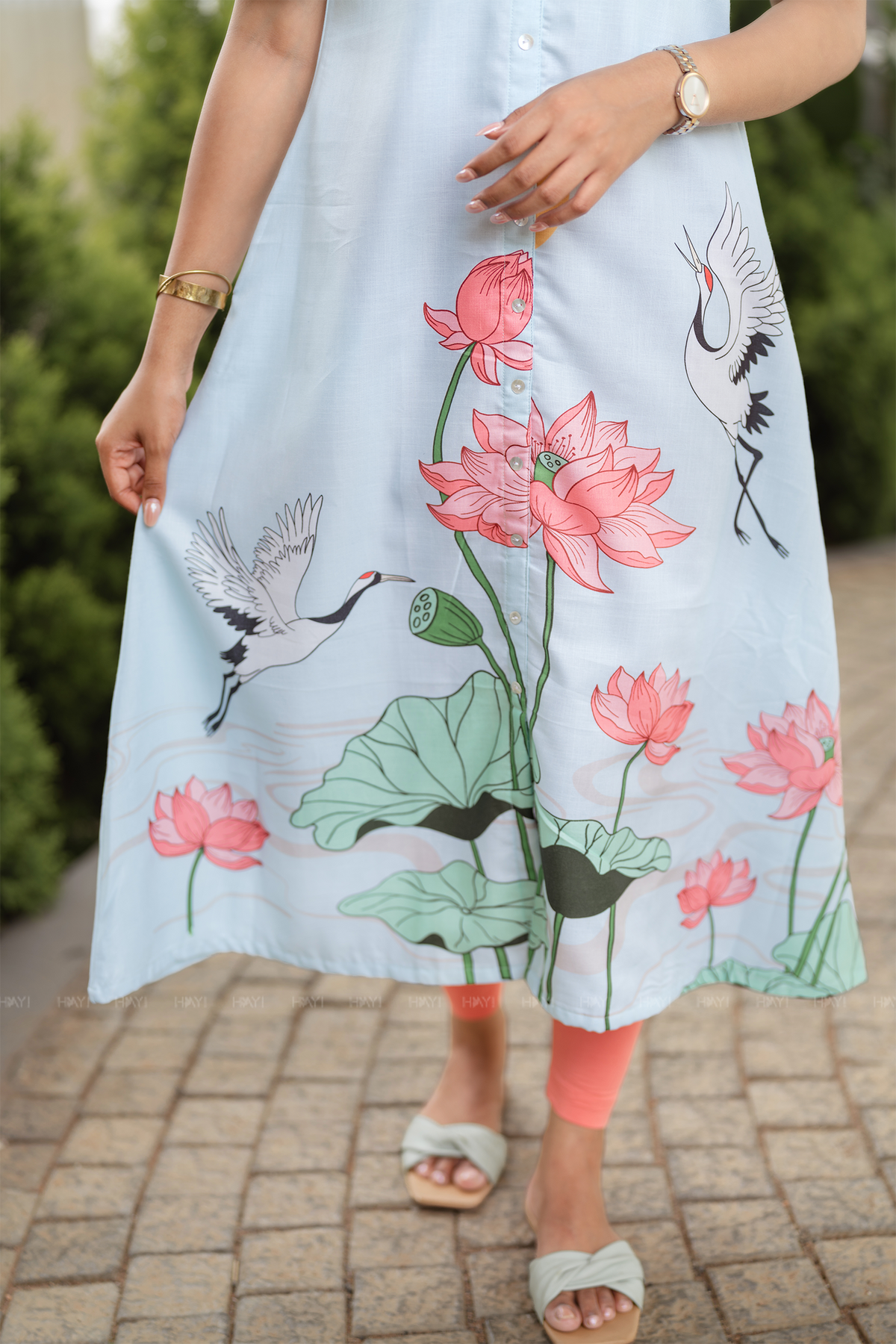 Lotus tale Blue Printed A-Line Kurta