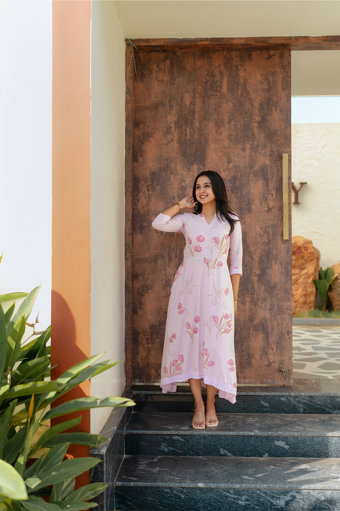 Rosey Tale Printed Pink Umbrella Outfit