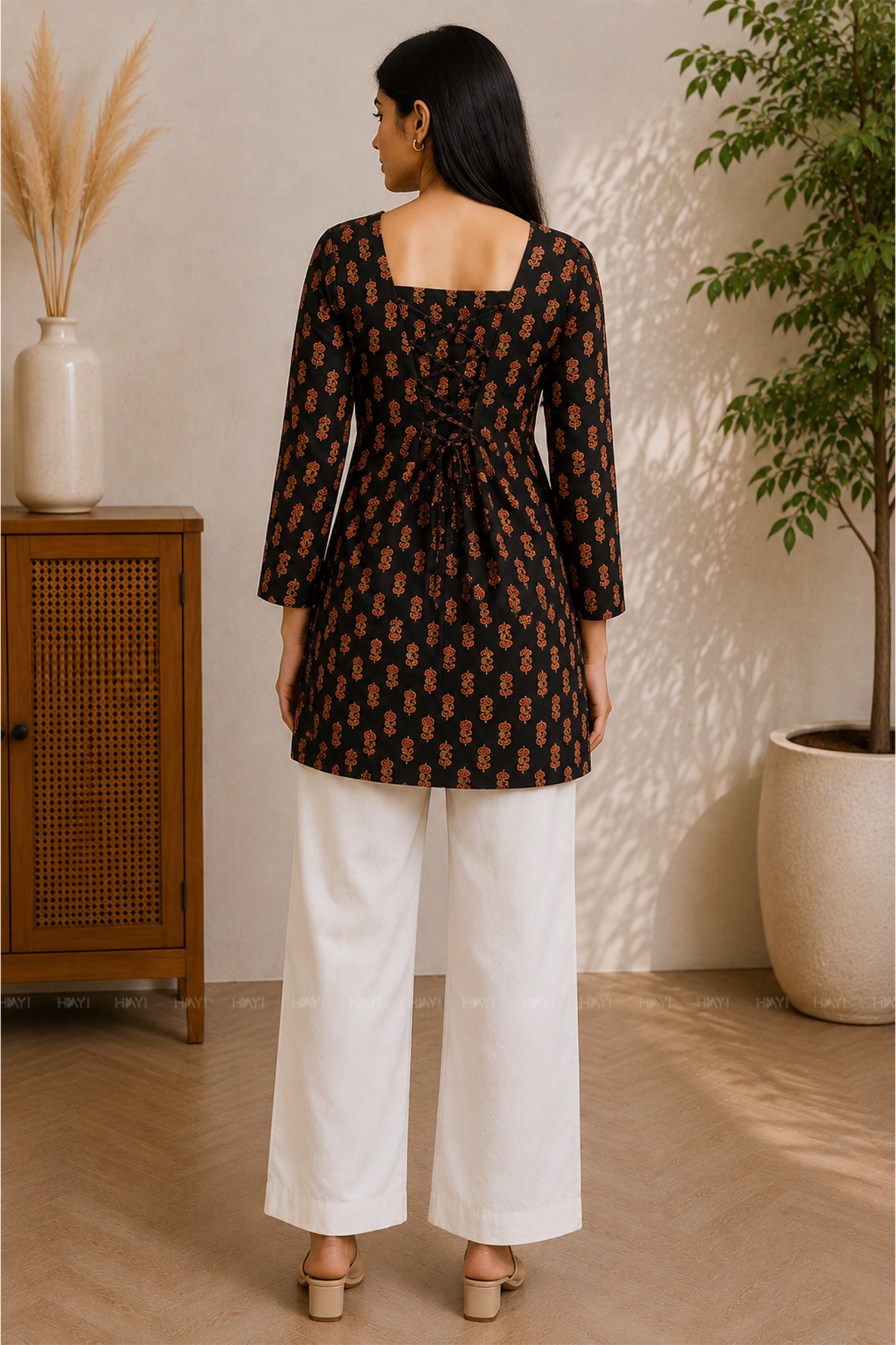 Chestnut Chic Printed Short Kurta