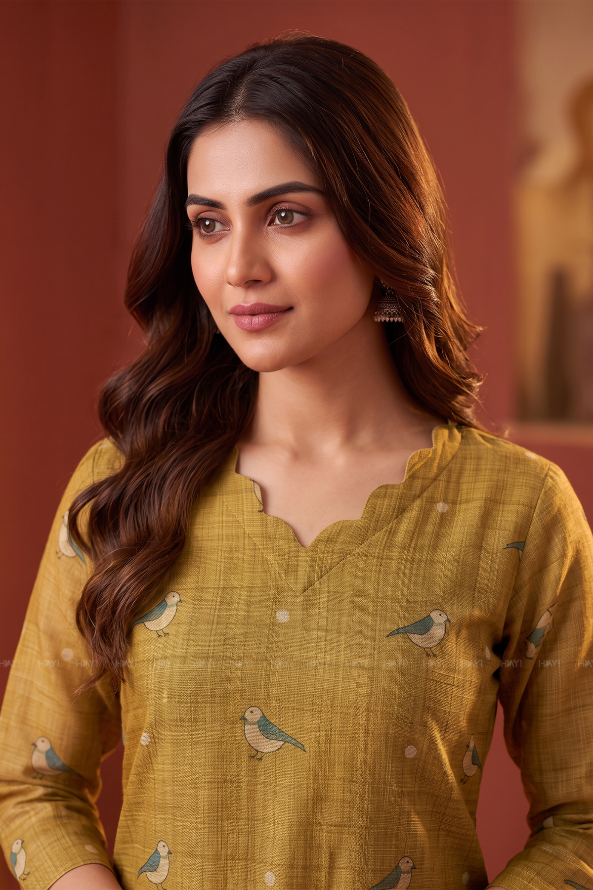 Birdsong Bloom Golden Yellow Silk Blend 3-Piece Kurta Set