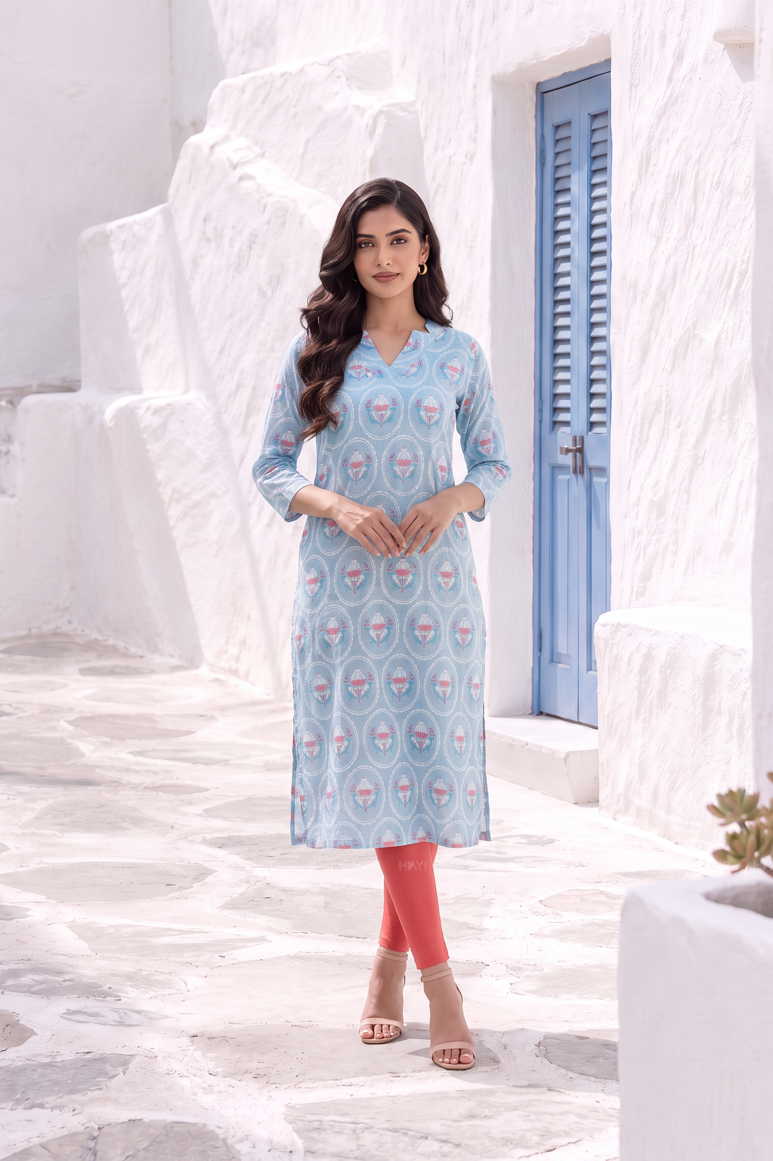 Sky Garden Floral Viscose Kurti  Viscose Kurta