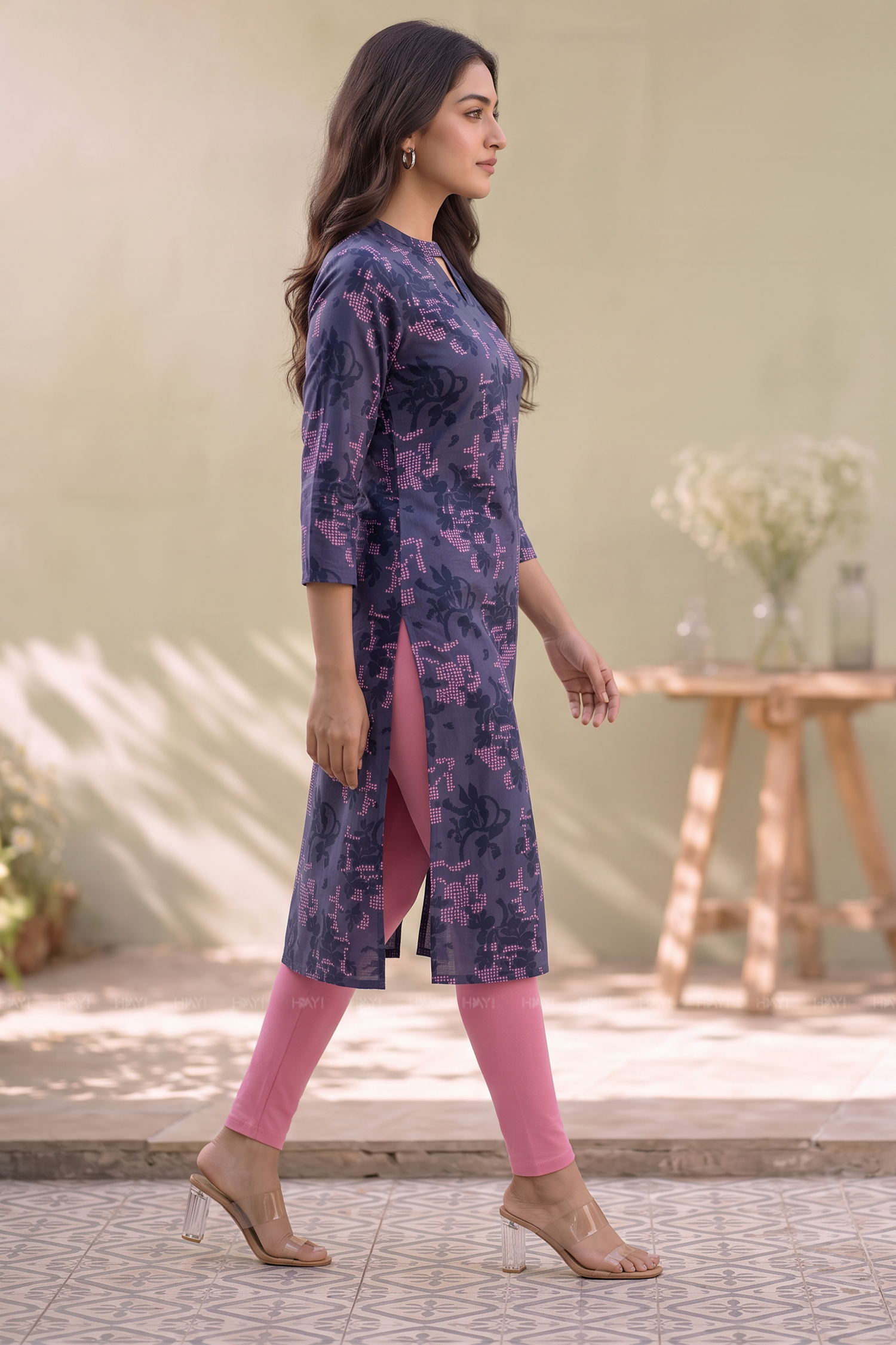 Blue Whisper Floral Kurti Viscose Kurta