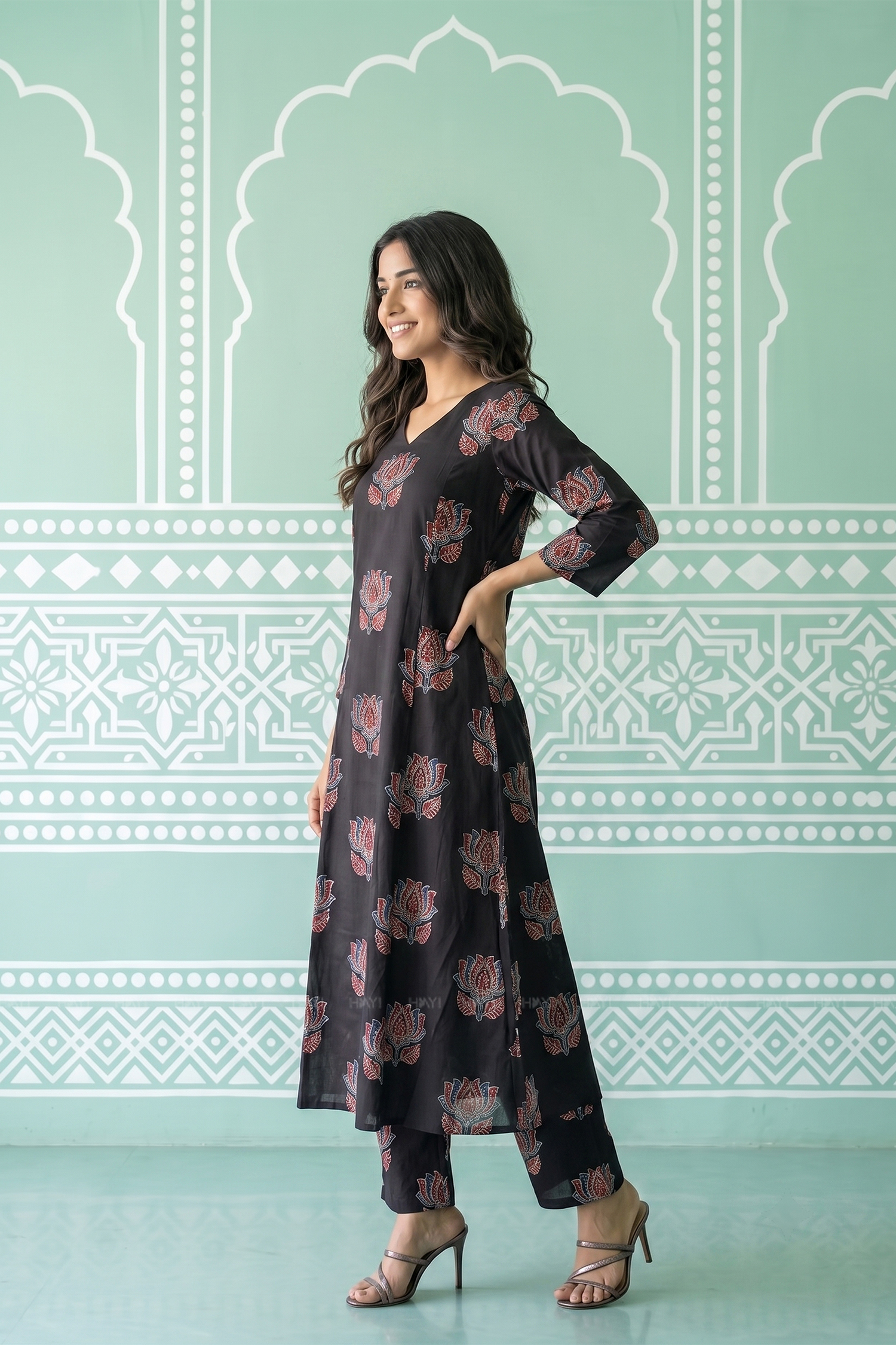 Ember Lotus Black Floral Printed Co-ord set