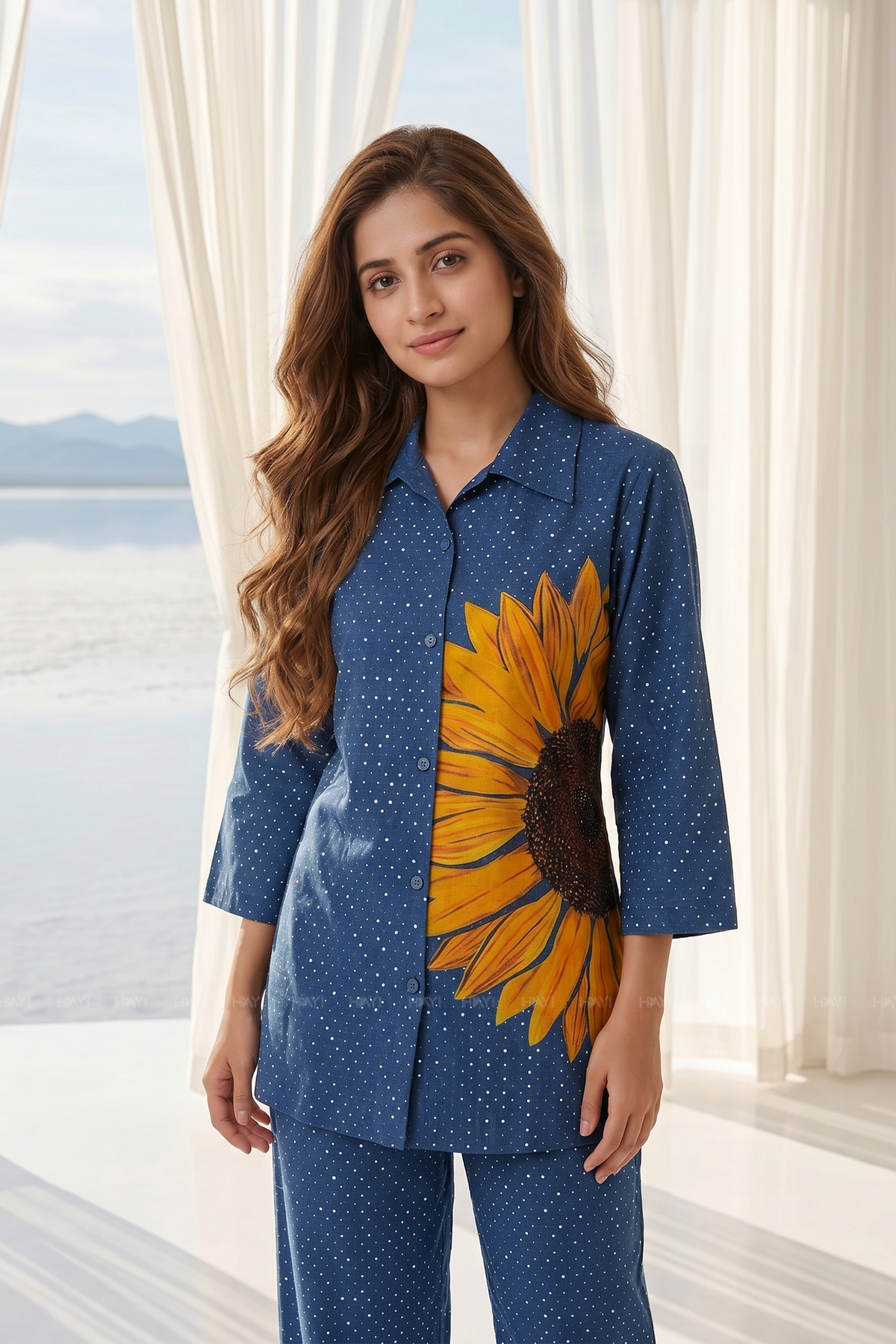 Sunflower Haze Navy Cotton Co-ords Set