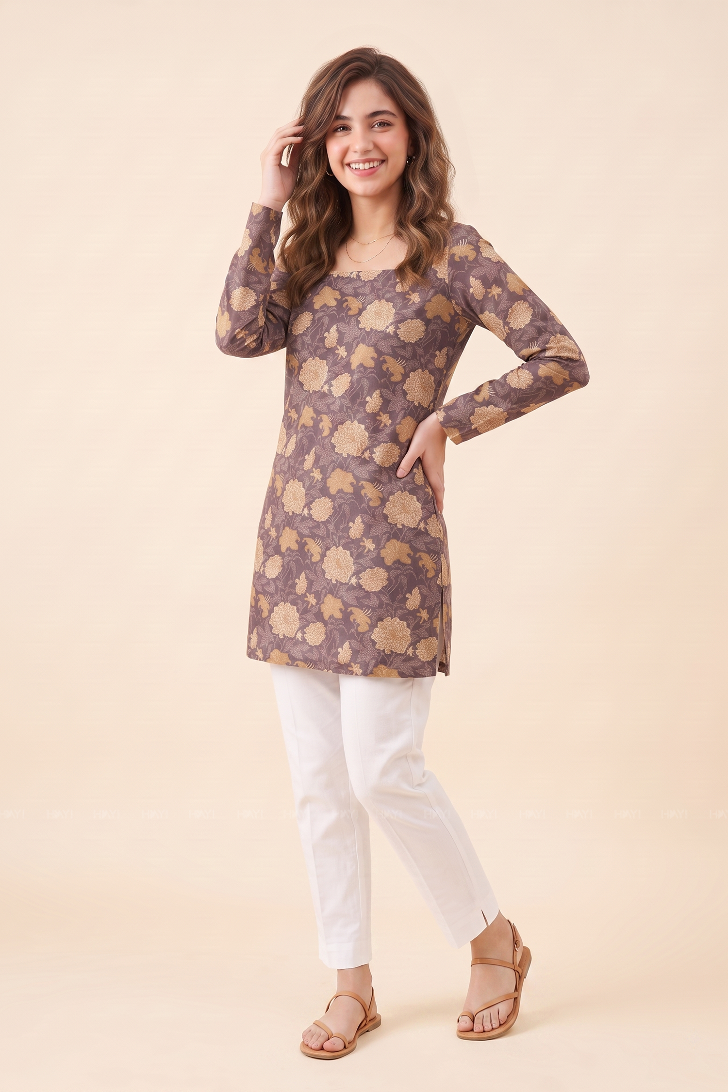 Amber Petal Printed Short Kurta