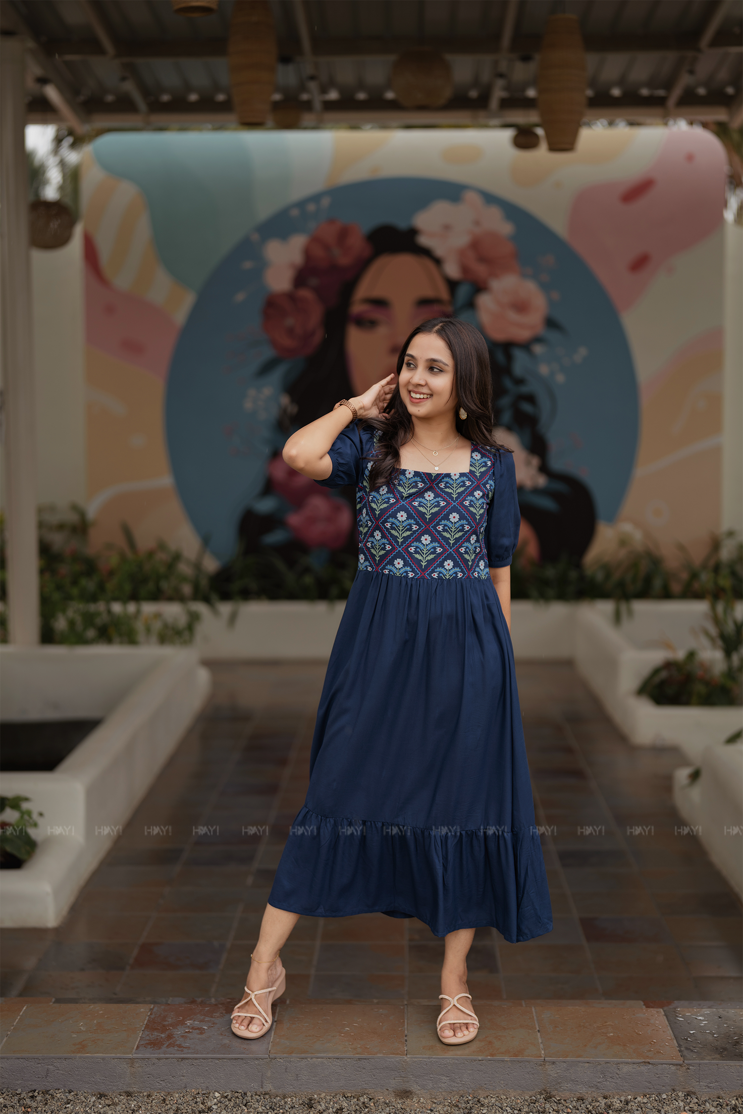 Mystic Indigo Flora Printed Dress