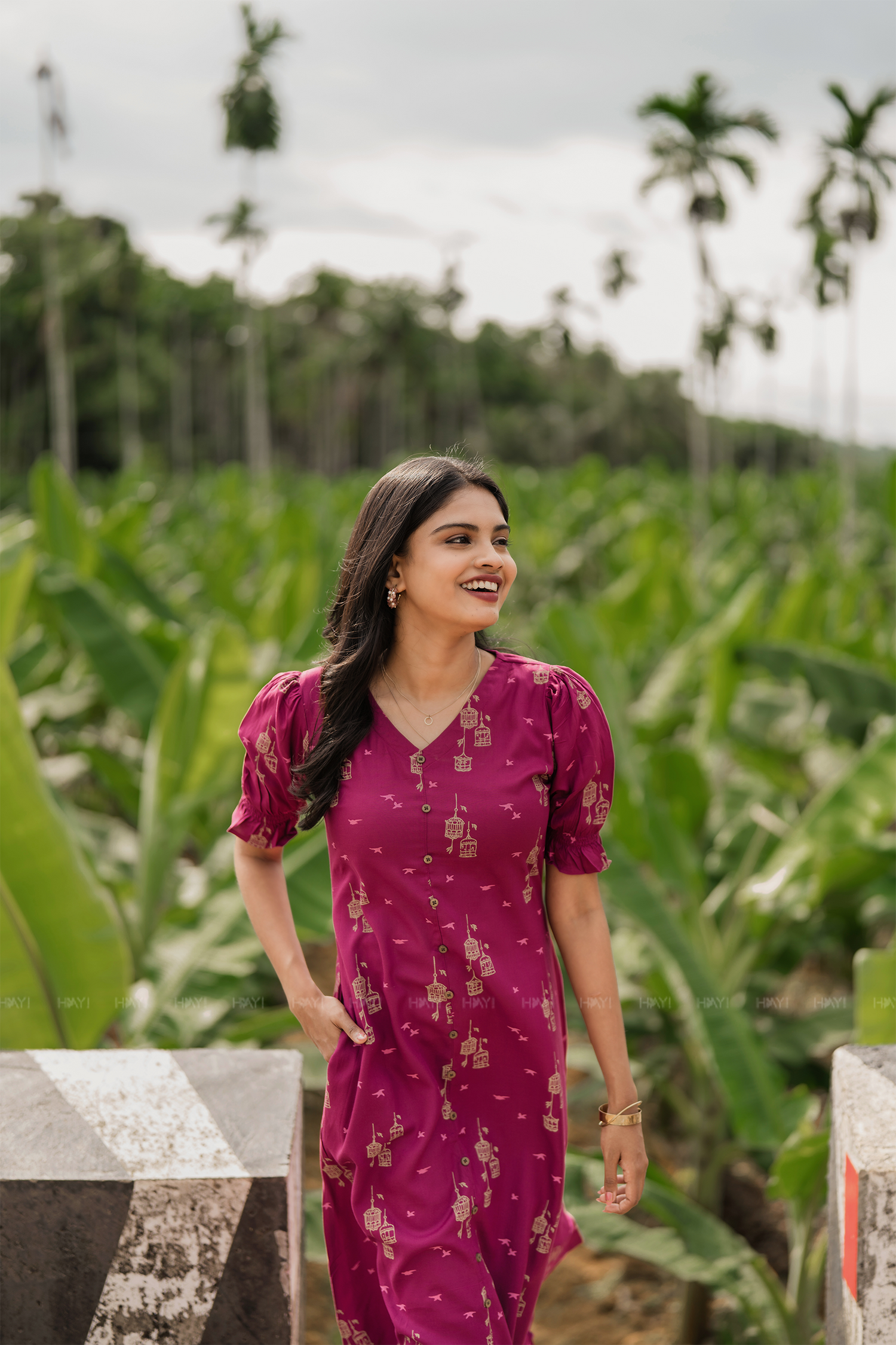 Freewing Tale Magenta Printed Viscose Kurta