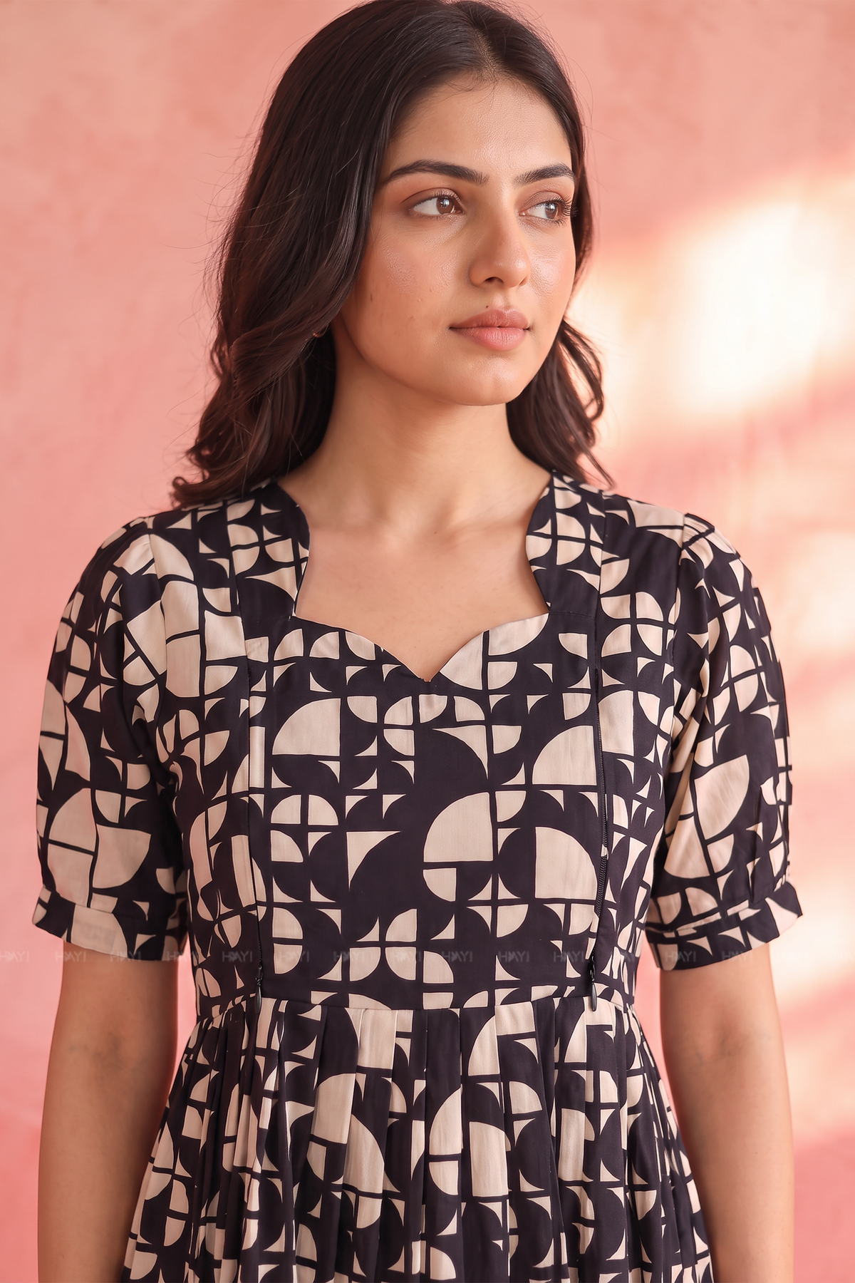 Geometry Mosaic Black Printed Maternity Maxi Dress