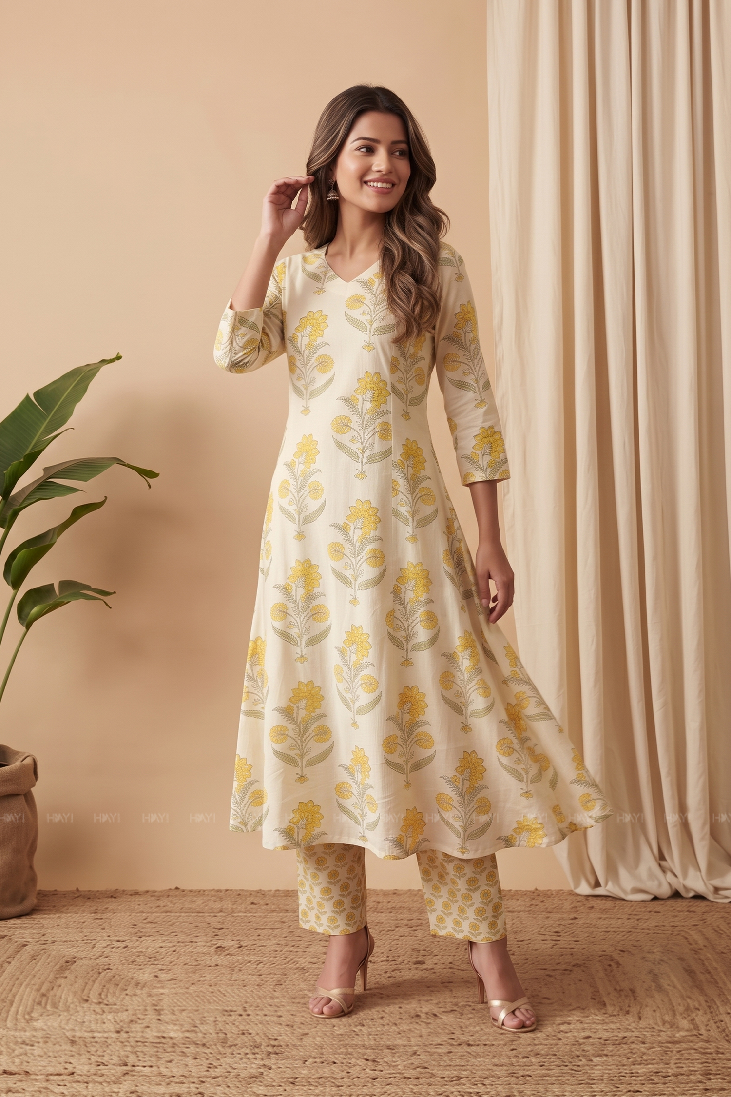 Golden Botanica Yellow Printed Co-ord Set