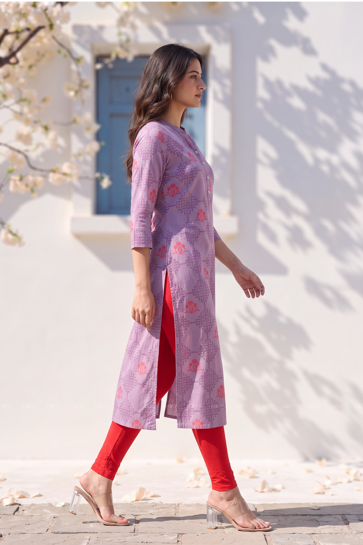 Floral Reverie Lavender Viscose Printed Kurta