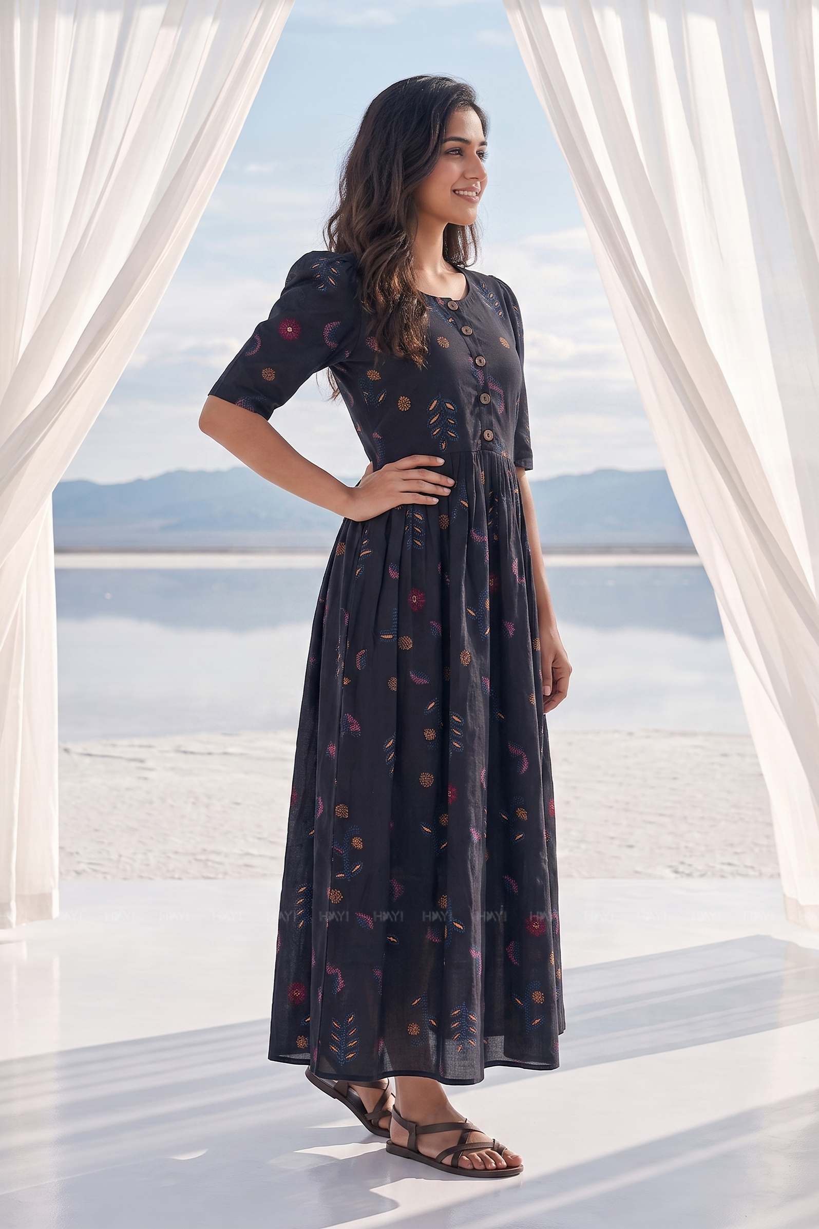 Autumn Muse Floral Charm Maternity and Feeding Maxi Dress